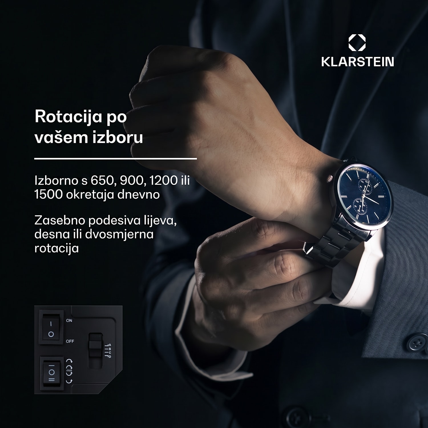 St. Gallen Premium, pokretni stalak za satove, 2 sata, 4 režima, crni Crna