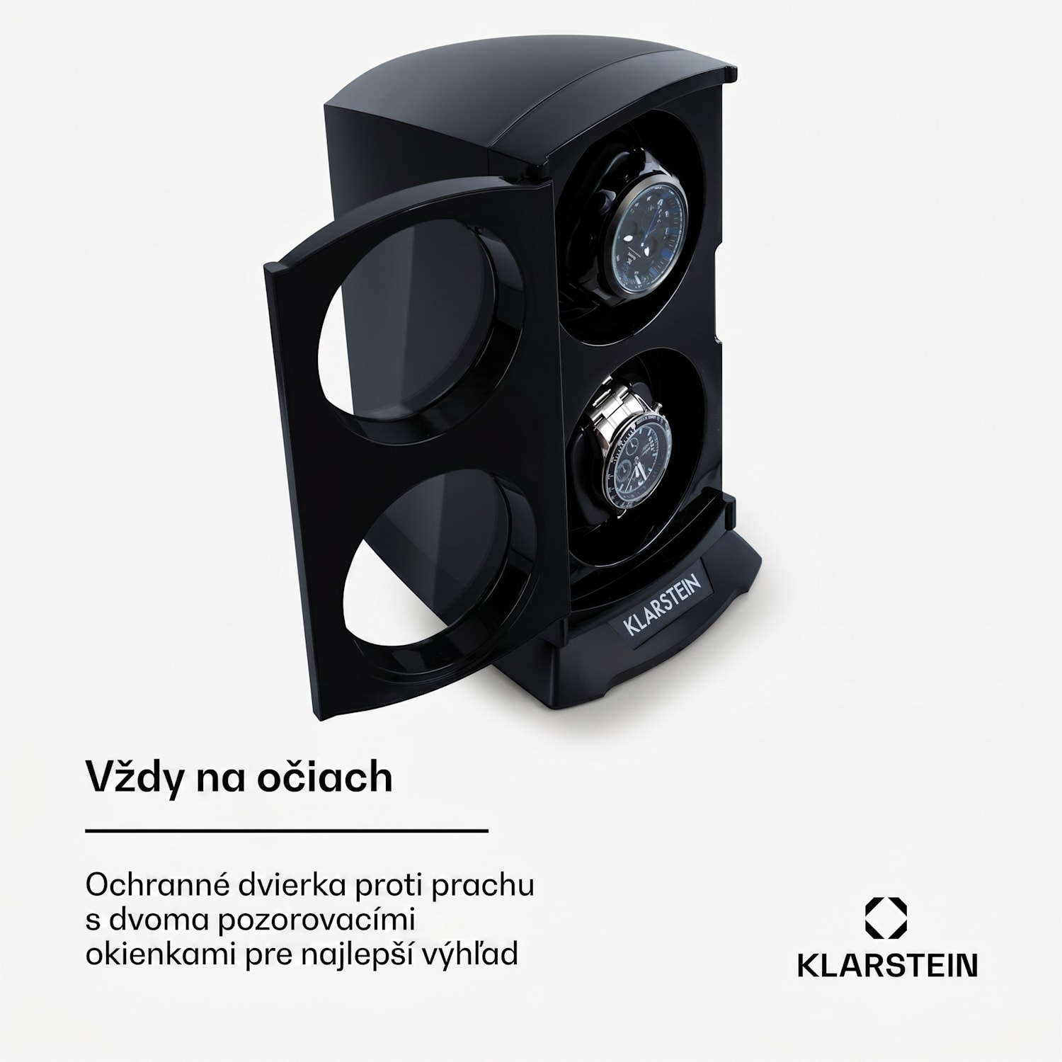 St. Gallen Premium, naťahovač na hodinky, 2 hodiniek, 4 rýchlosti, čierny Čierna