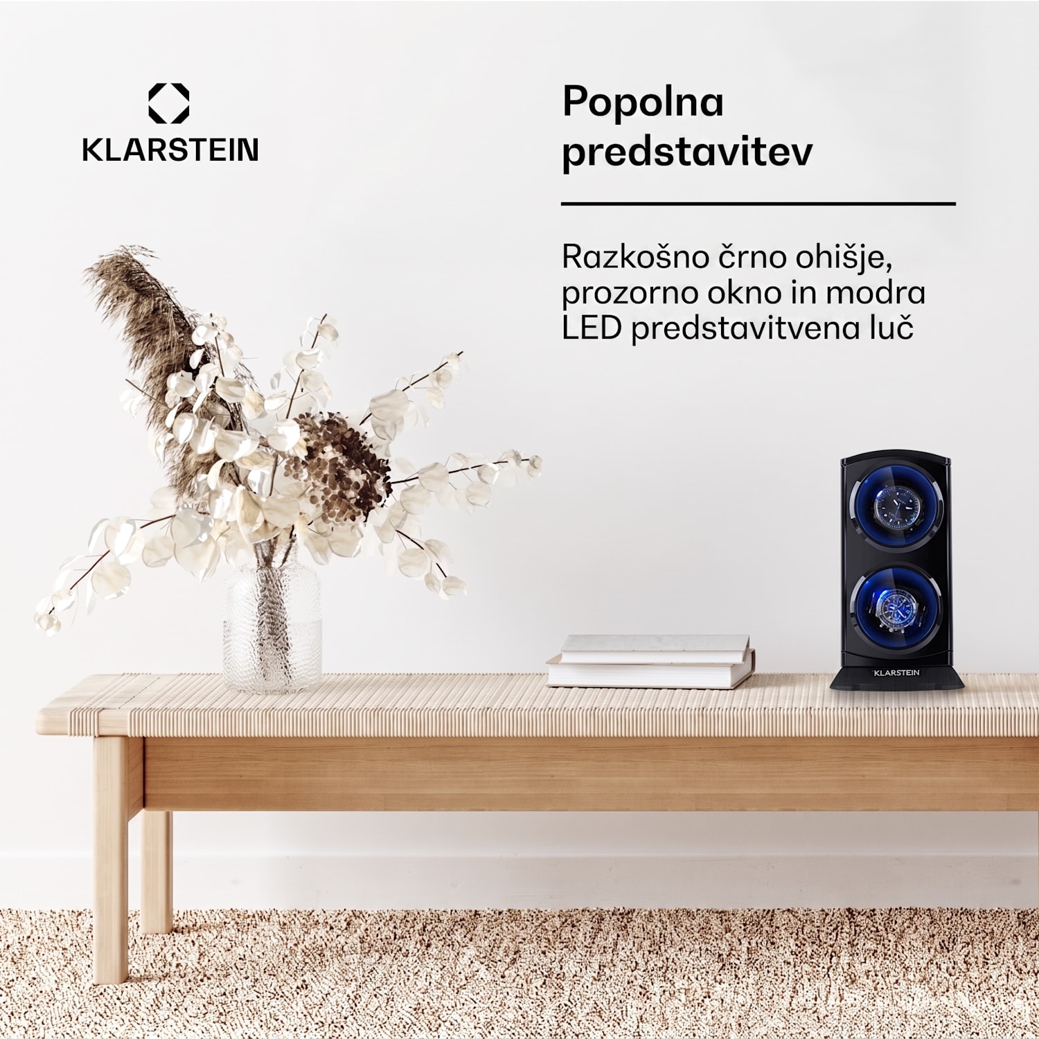 St. Gallen Premium, navijalec za uro, 2 uri, 4 načini, LED, črna barva Črna