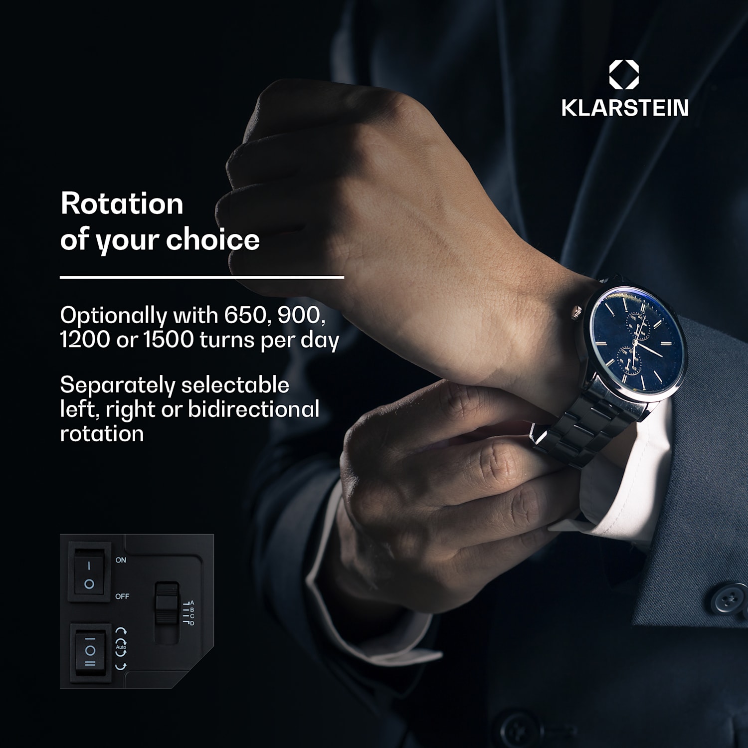 St. Gallen Premium, aparat pentru ceas, 2 ceasuri, 4 viteze, negru Negru