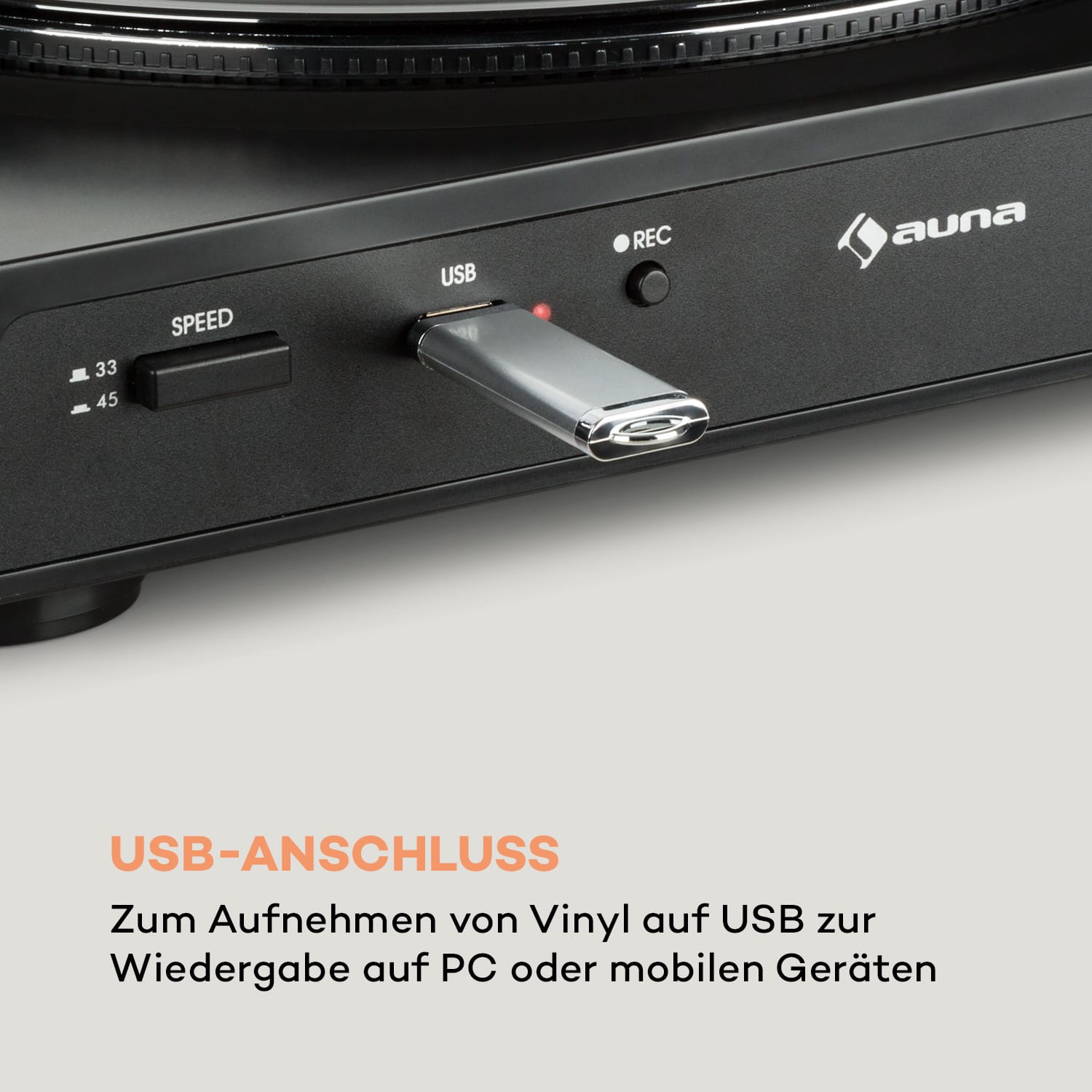 Fullmatic vollautomatischer Plattenspieler USB Vorverstärker schwarz Schwarz