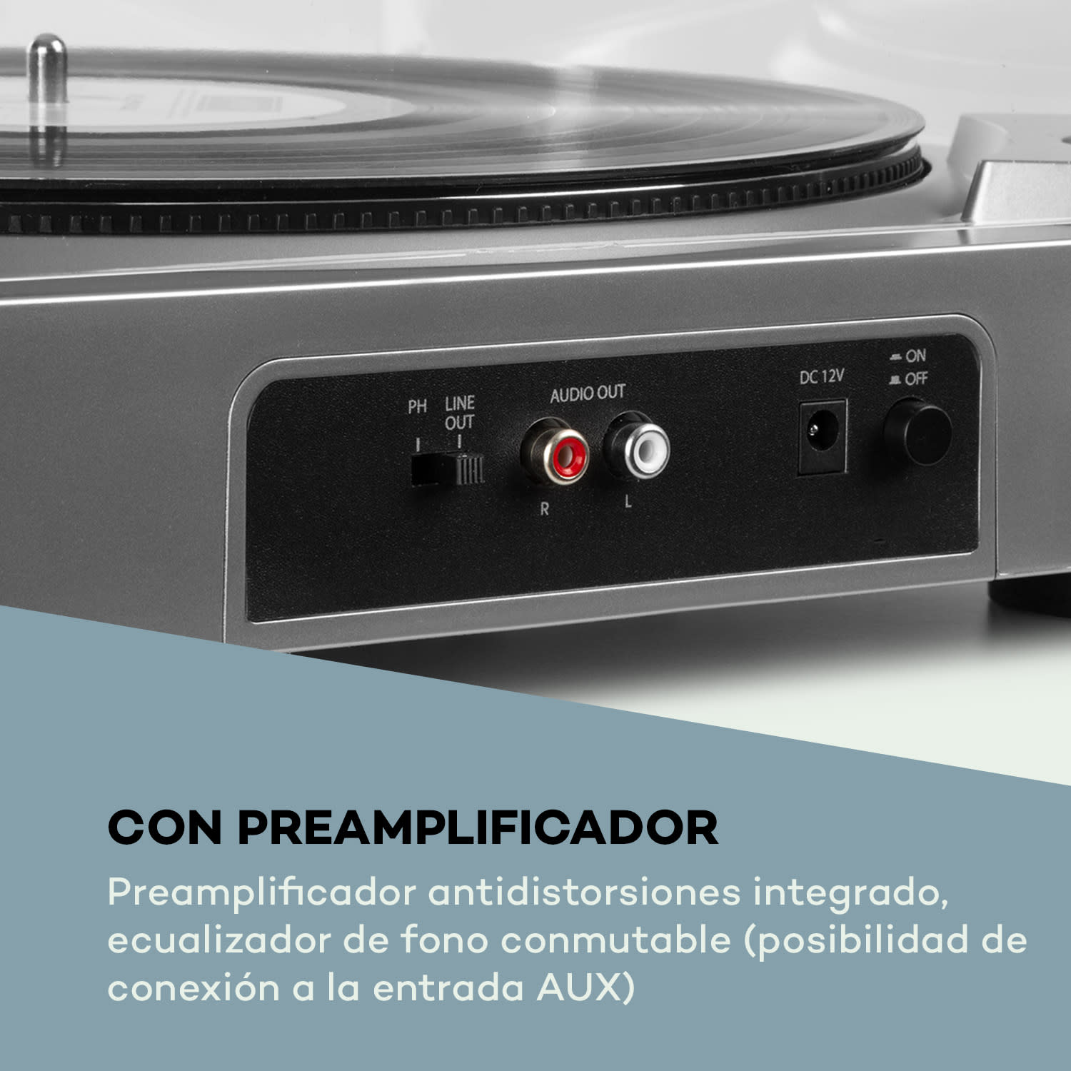 Fullmatic Tocadiscos totalmente automático USB Preamplificador Plateado Plata
