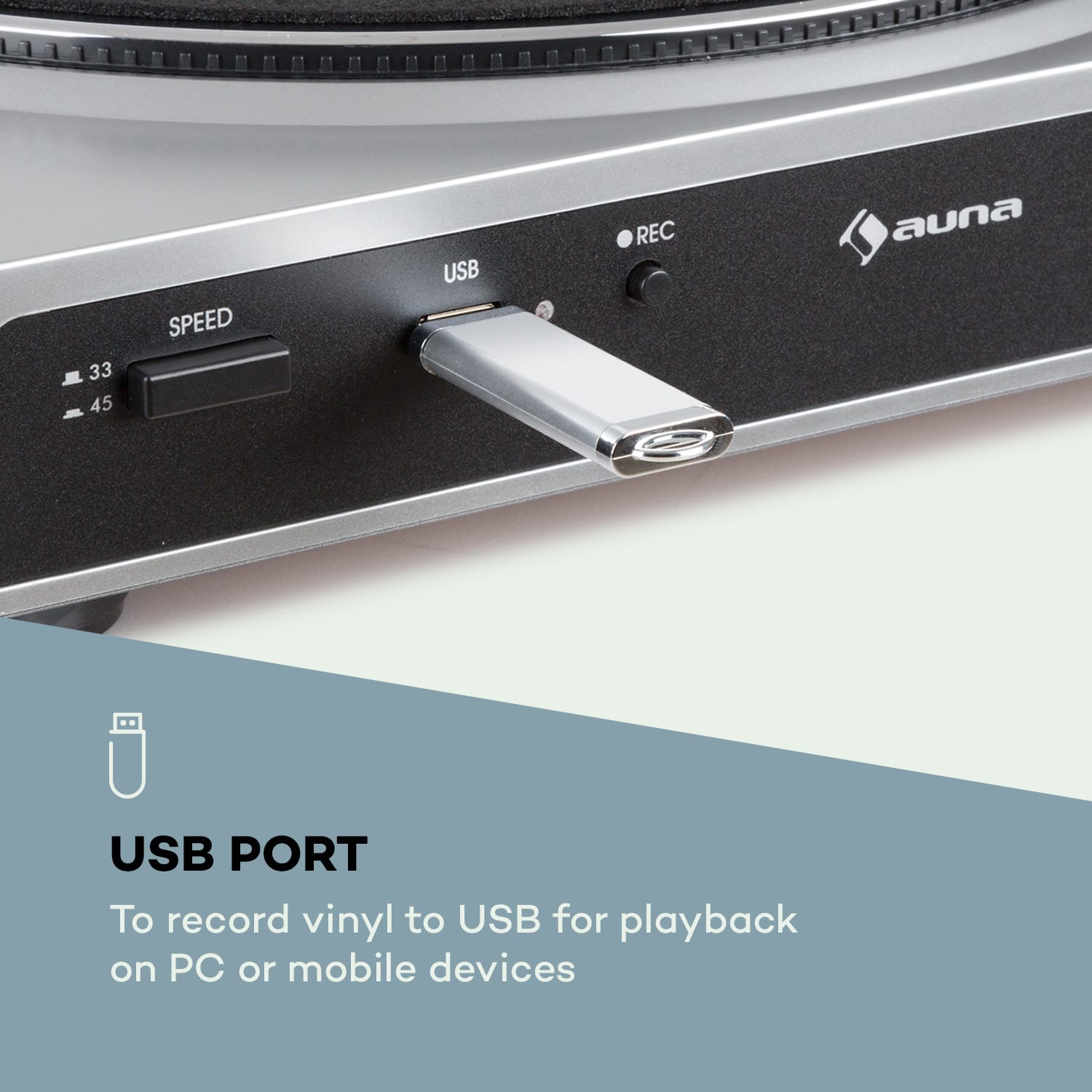 Fullmatic volautomatische platenspeler USB voorversterker zilver Zilver