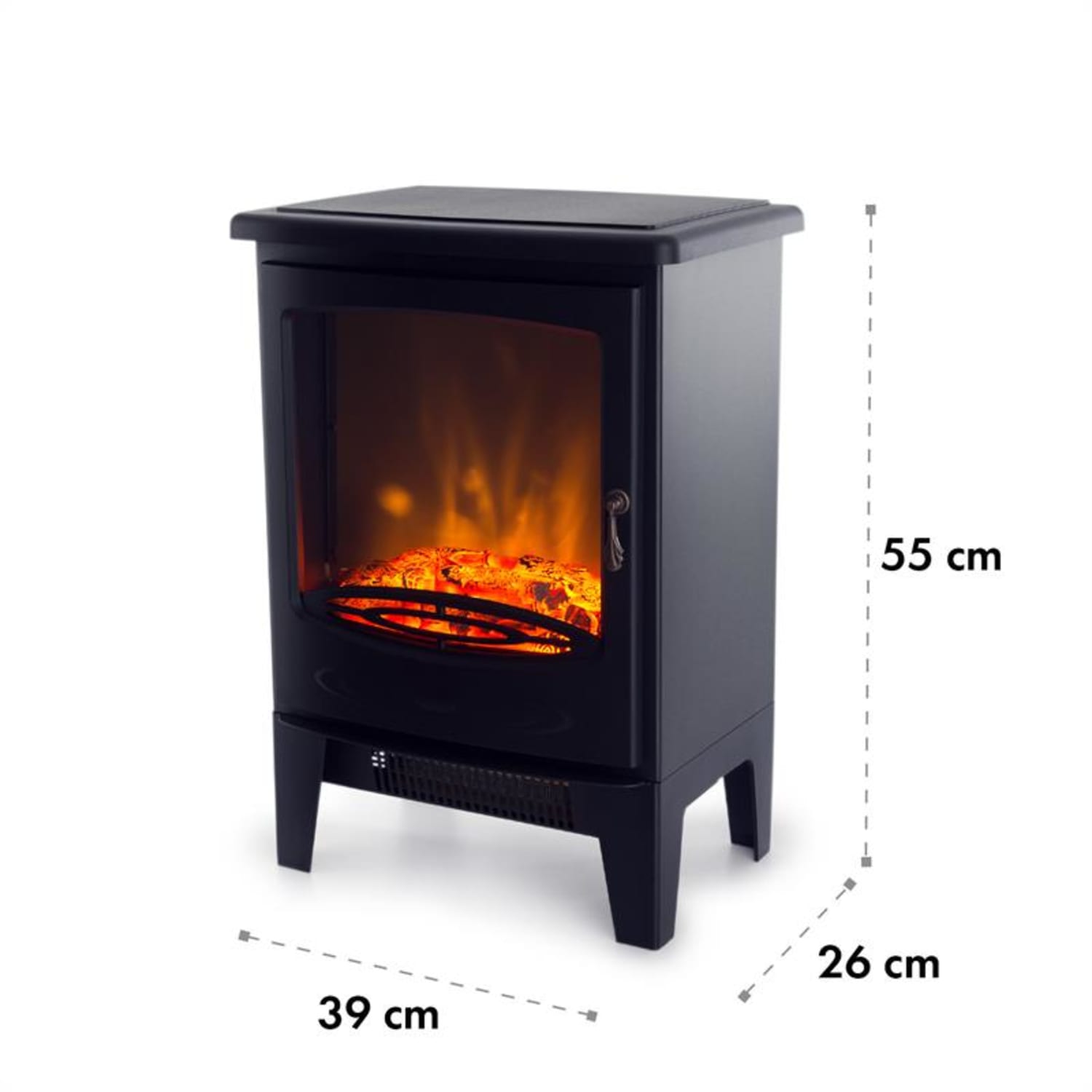 Meran elektrische haard 950/1850 W verwarming met 2 standen gietijzeren stijl  Zwart