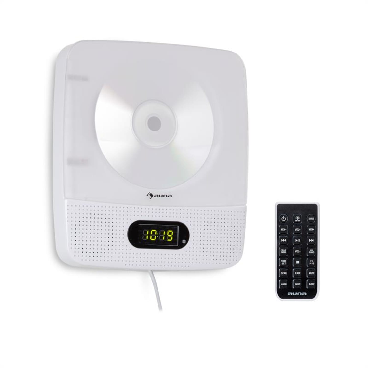 Vertiplay, CD přehrávač, bluetooth, noční světlo, FM rádio, AUX, digitální hodiny, bílý Bílá