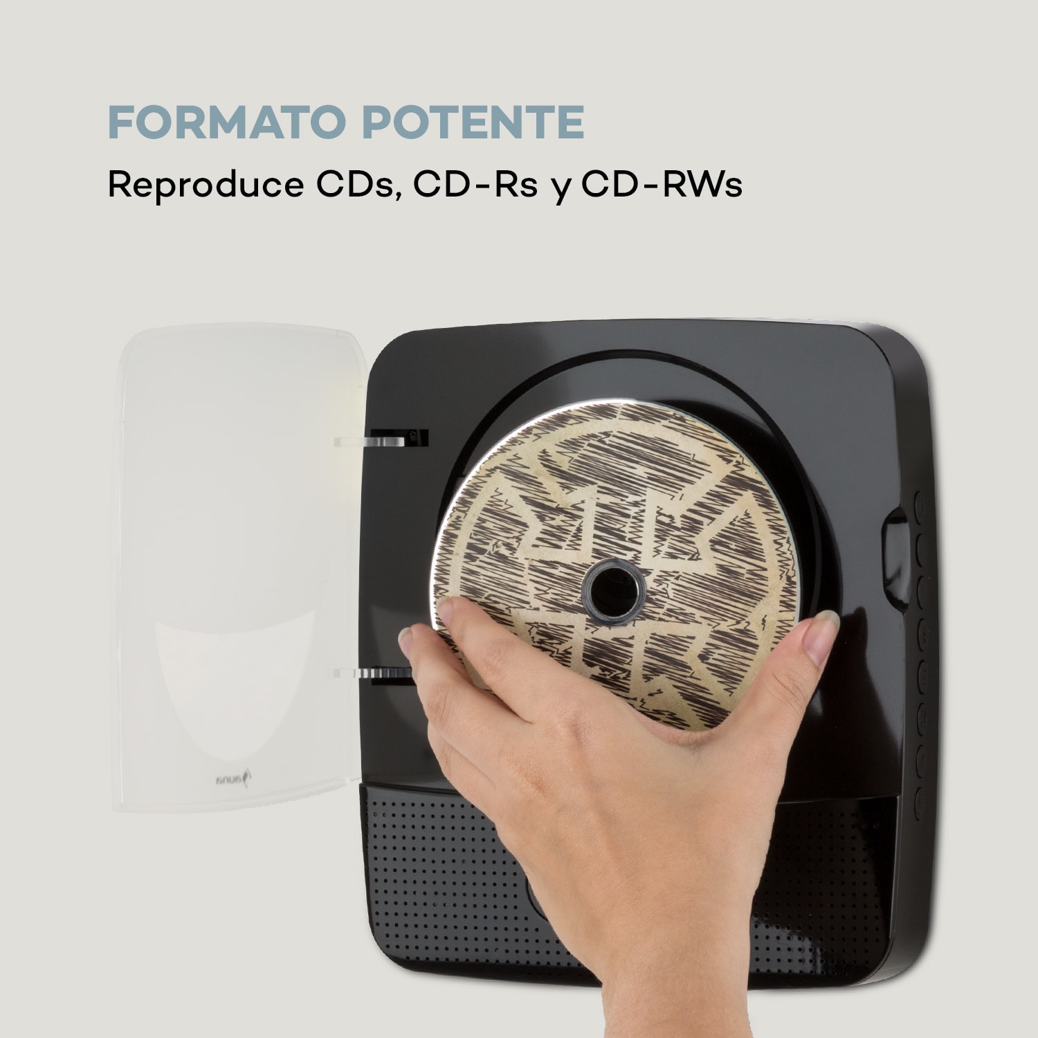 Vertiplay Reproductor de CD Bluetooth Luz nocturna Radio FM AUX Reloj digital Negro 