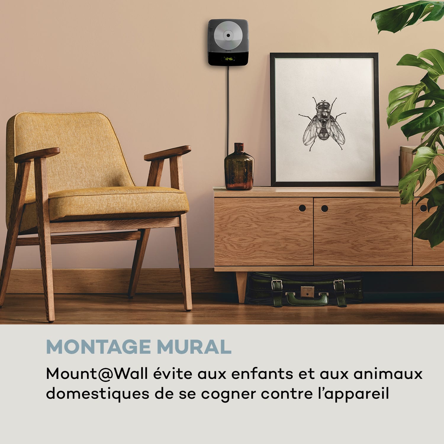 Vertiplay Lecteur CD vertical Bluetooth Radio FM USB MP3 AUX - noir