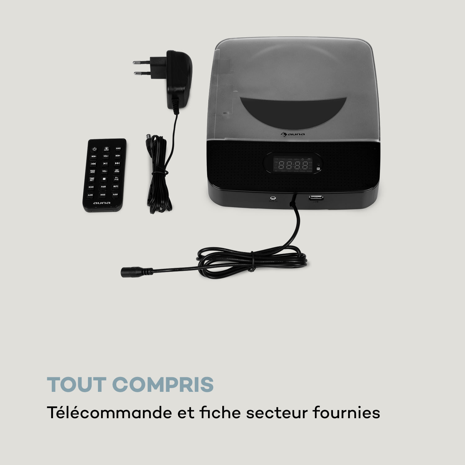 Vertiplay Lecteur CD vertical Bluetooth Radio FM USB MP3 AUX - noir