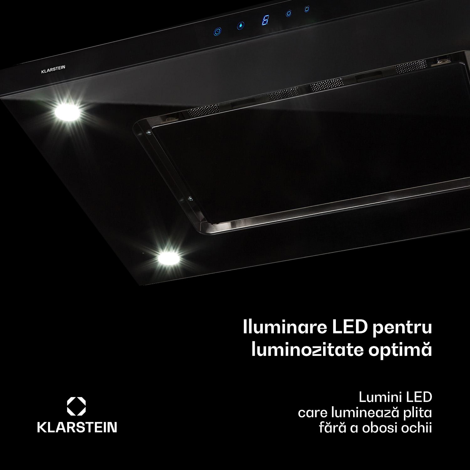 Valeria, hotă de aburi, touch LED, 90 cm, 650 m³/h sticlă, oțel inoxidabil Negru