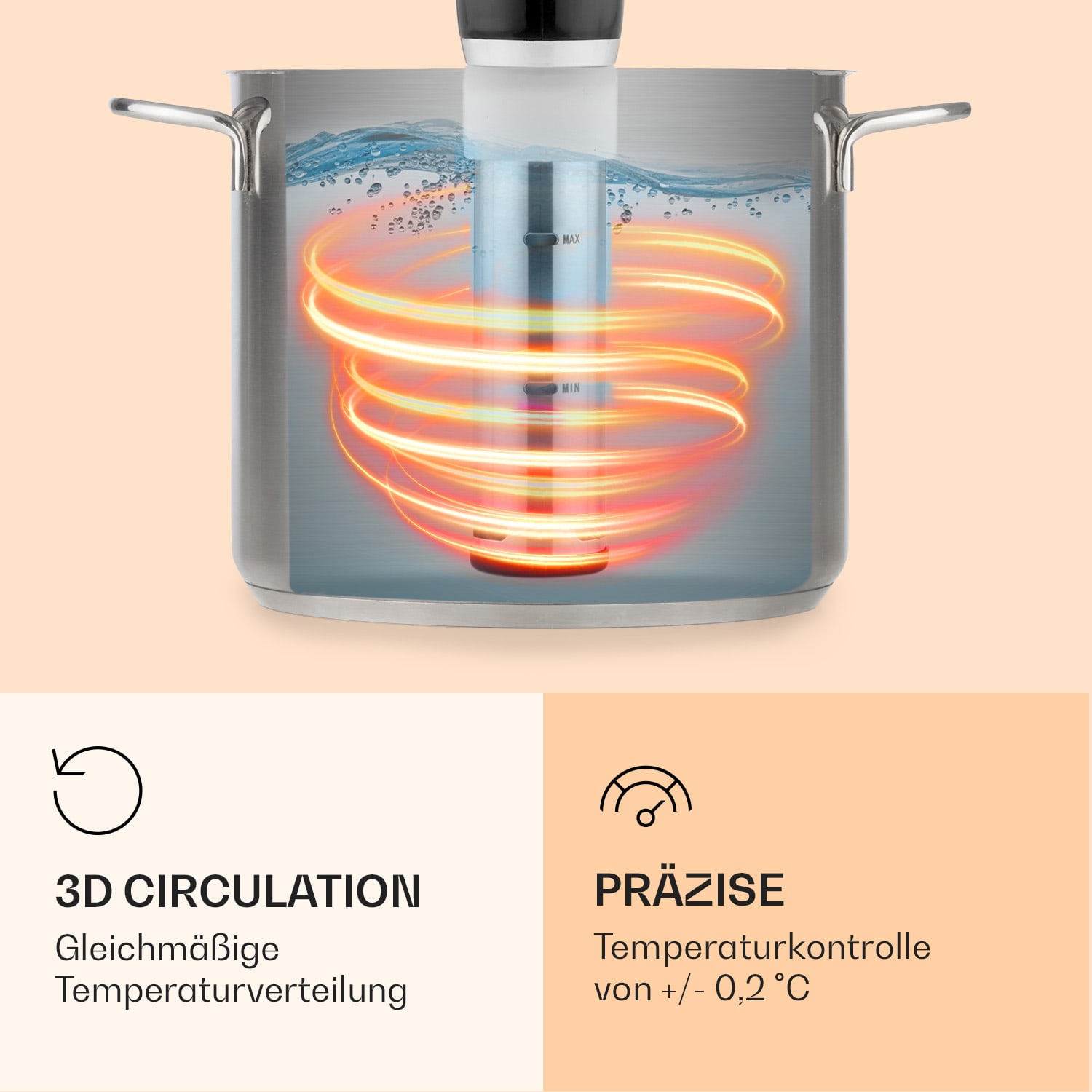 Quickstick Flex 1300W 3D Circulating 0-95 °C IPX7 Timer schwarz Schwarz