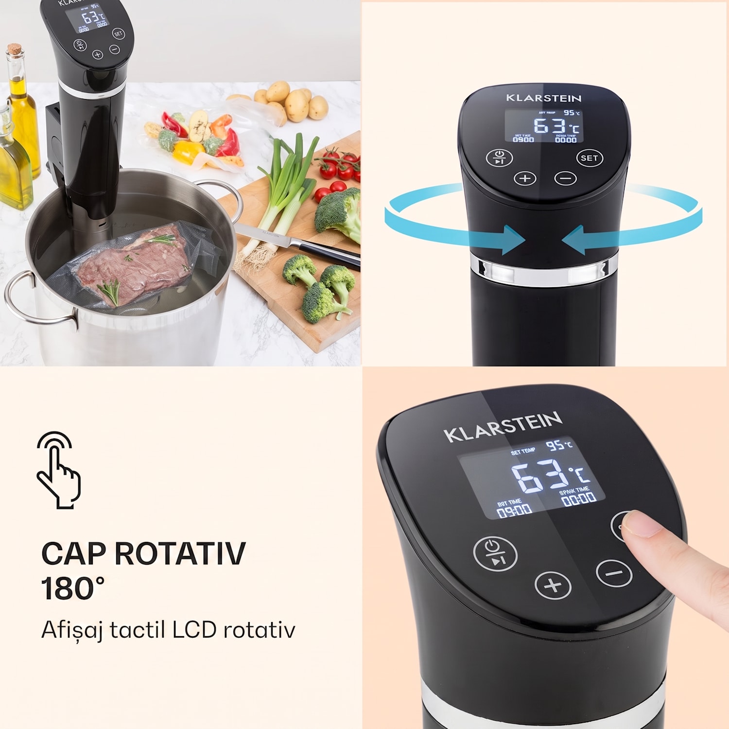 Quickstick Flex, Sous-Vide, 1300 W, 3D circulator, IPX7, timer, 0 - 95 °C, negru Negru