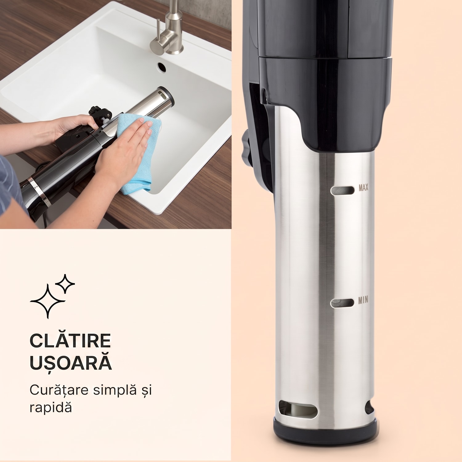 Quickstick Flex, Sous-Vide, 1300 W, 3D circulator, IPX7, timer, 0 - 95 °C, negru Negru