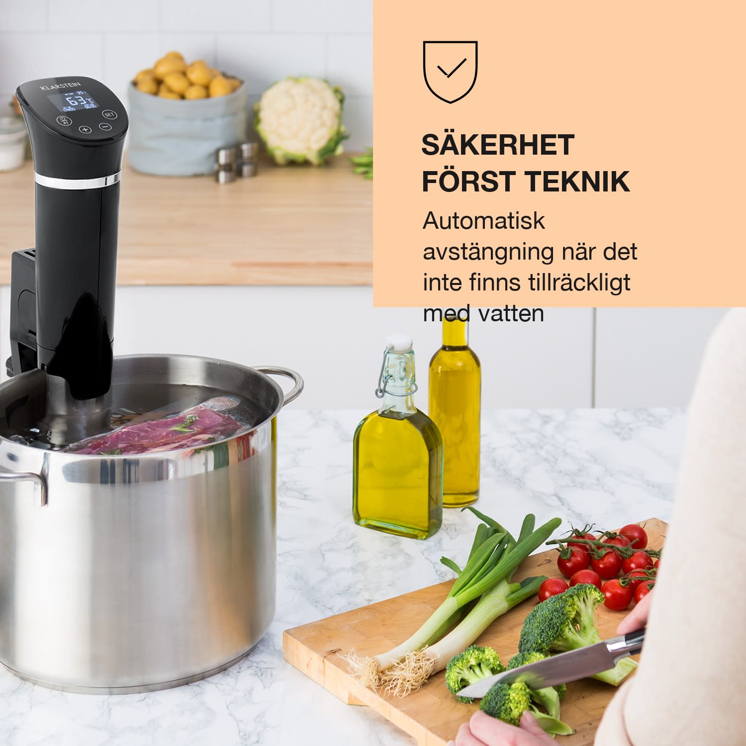 Quickstick Flex 1300W 3D-cirkulerande 0-95 °C IPX7 Timer svart Svart