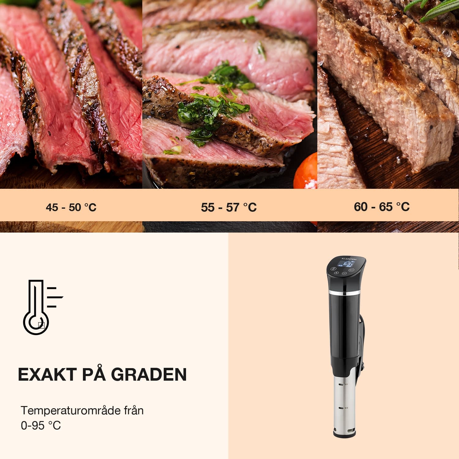 Quickstick Flex 1300W 3D-cirkulerande 0-95 °C IPX7 Timer svart Svart