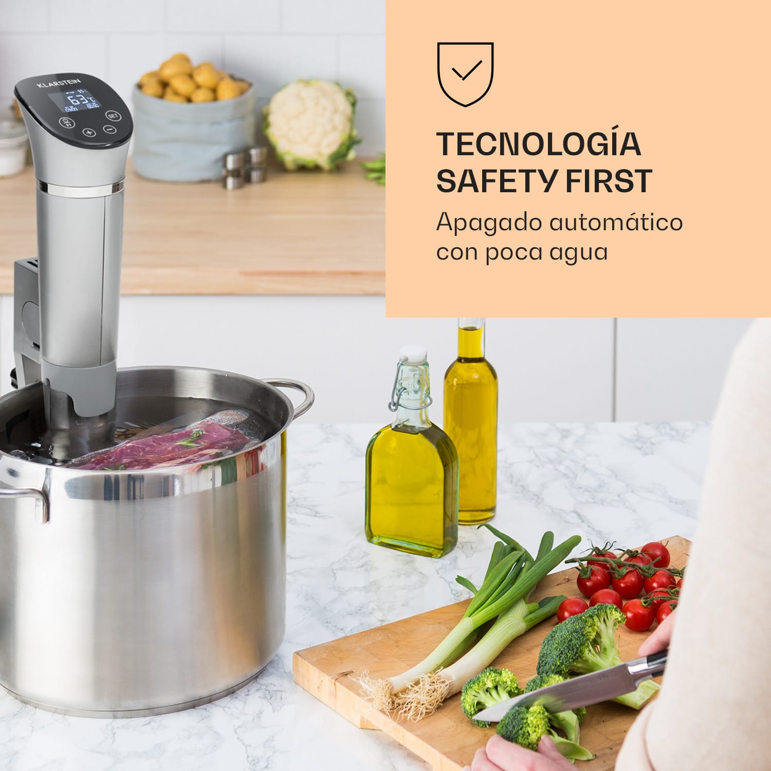 Quickstick Flex 1300W Circulación 3D 0-95 °C IPX7 Temporizador Plateado Plata Metálica