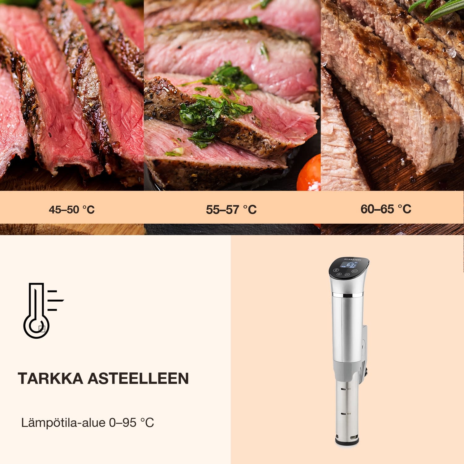 Quickstick Flex 1300W 3D kierto 0-95 °C IPX7 ajastin hopea Hopea Metallinen