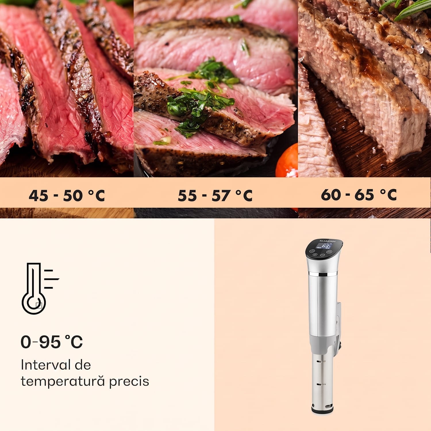 Quickstick Flex, Sous-Vide, 1300 W, 3D circulator, IPX7, timer, 0 - 95 °C, argintiu Argintiu metalizat