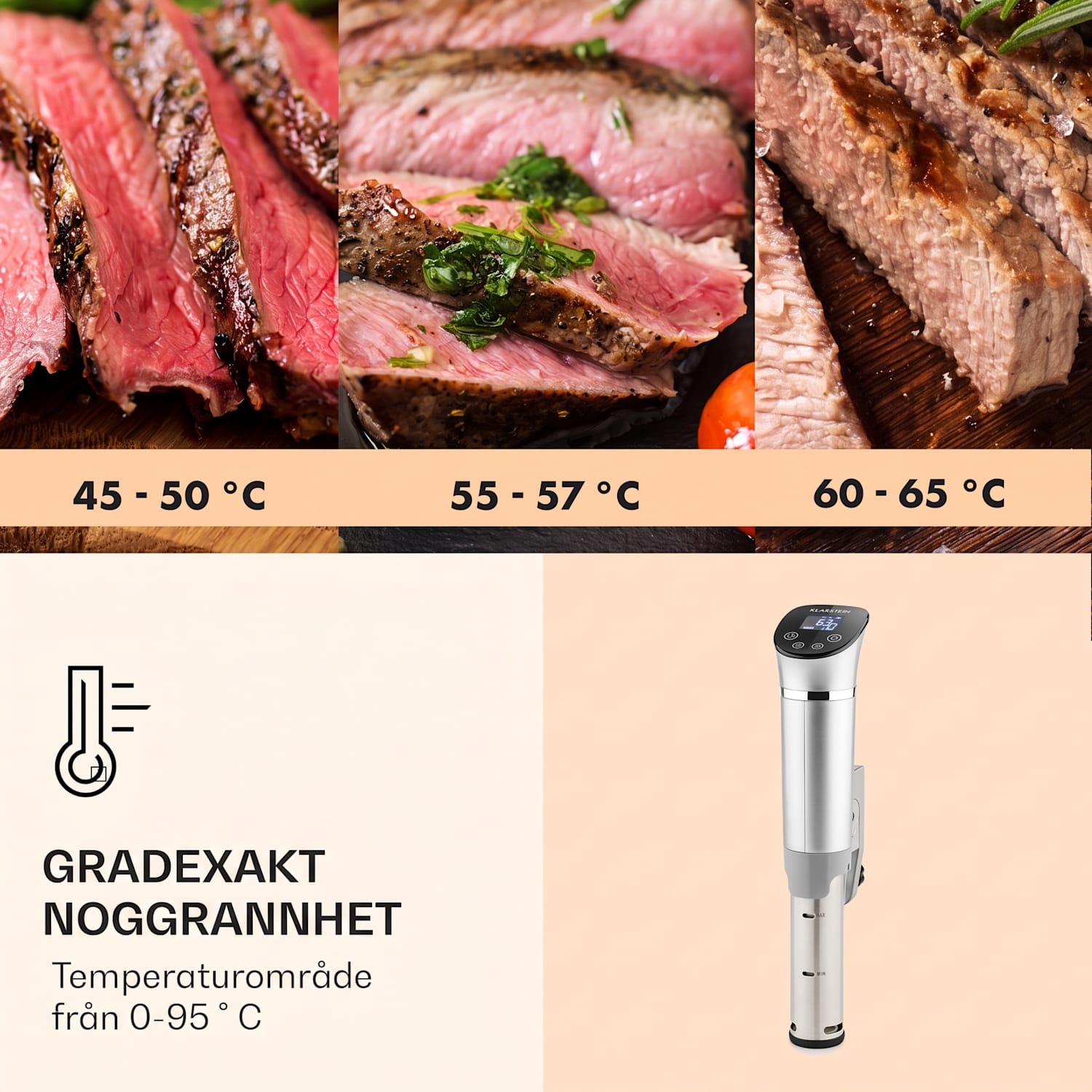Quickstick Flex 1 300 W 3D cirkulation 0–95 °C IPX7 timer silver Silver Metallic