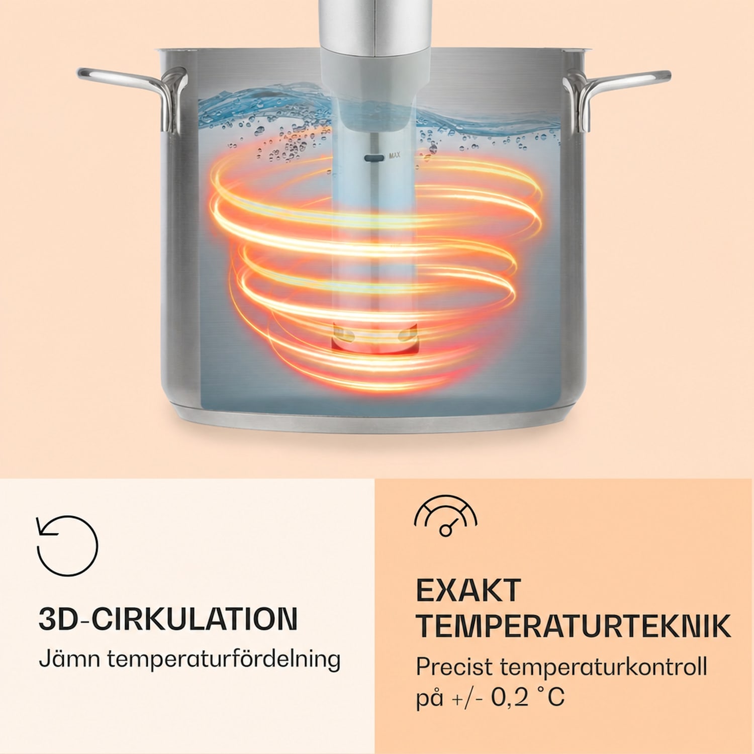 Quickstick Flex 1 300 W 3D cirkulation 0–95 °C IPX7 timer silver Silver Metallic
