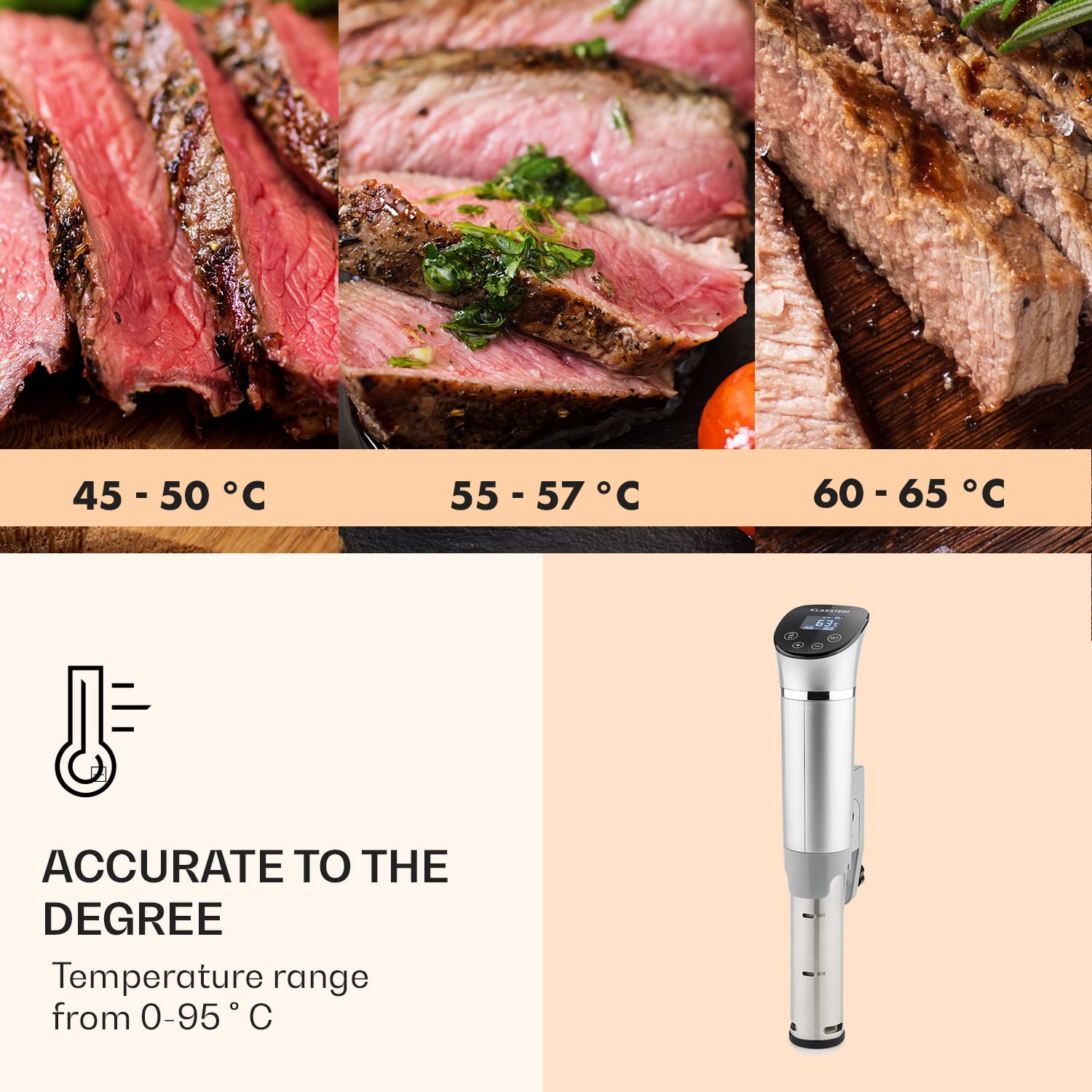 Quickstick Flex, Sous-Vide, 1300 W, 3D circulator, IPX7, timer, 0 - 95 °C, argintiu 