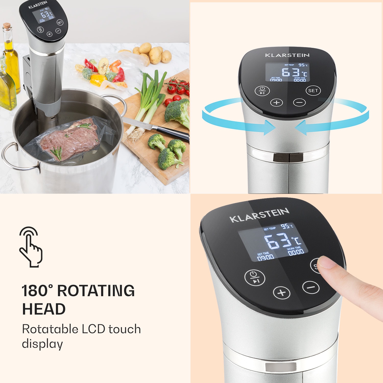 Quickstick Flex, Sous-Vide, 1300 W, 3D circulator, IPX7, timer, 0 - 95 °C, argintiu 