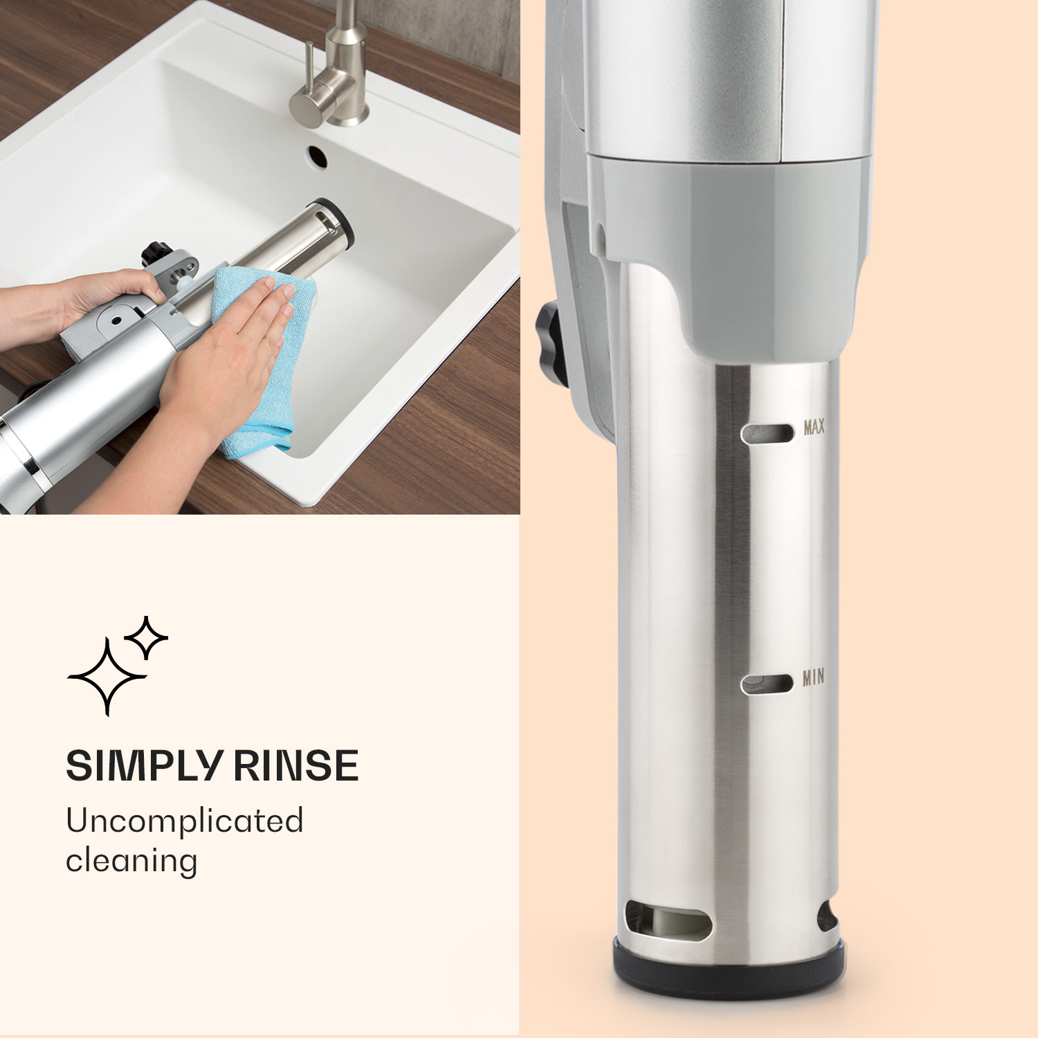 Quickstick Flex, Sous-Vide, 1300 W, 3D circulator, IPX7, timer, 0 - 95 °C, argintiu 