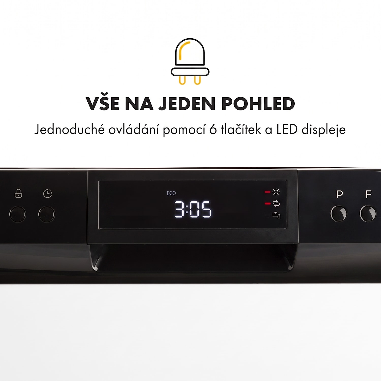 Amazonia 8 Neo, myčka nádobí, 8 programů, LED displej, černá Černá