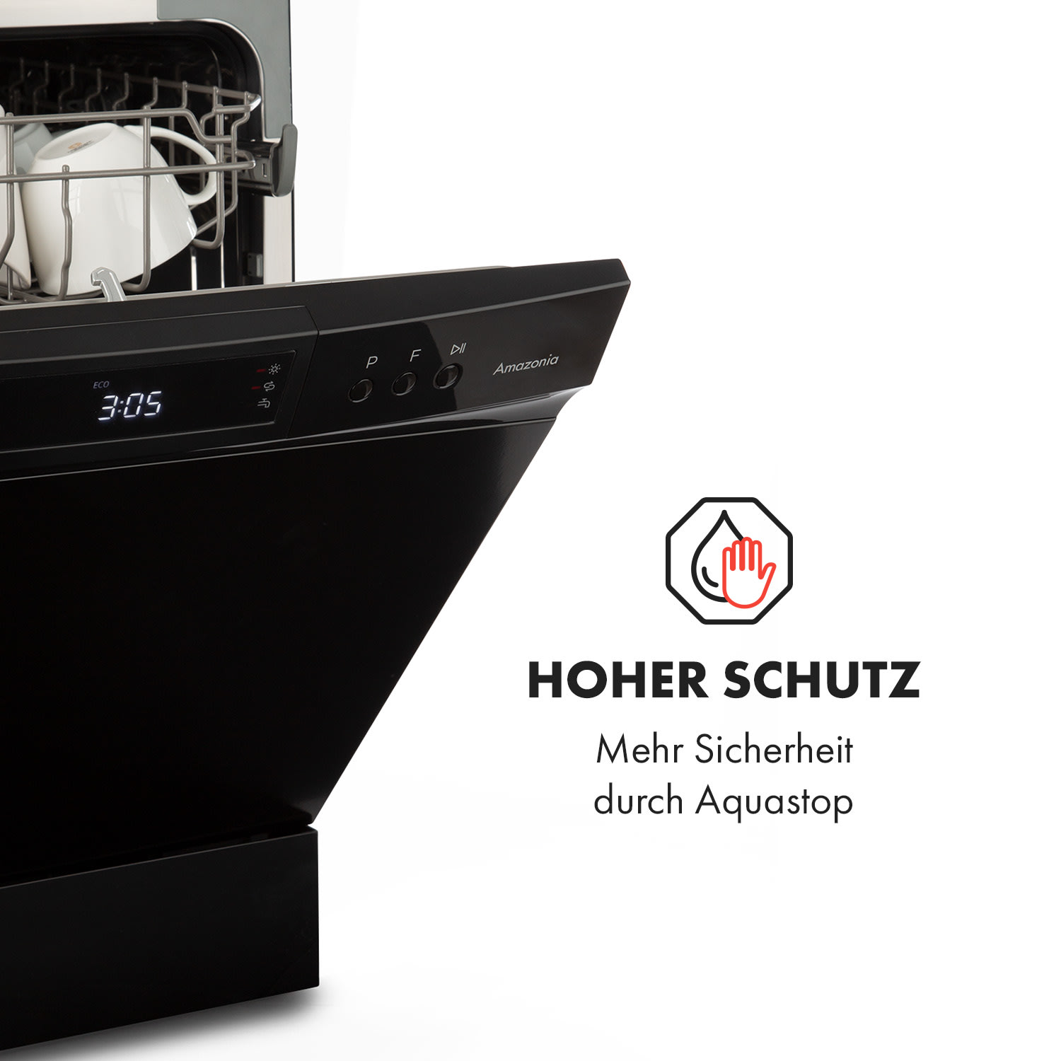 Amazonia 8 Neo Tischgeschirrspüler 8 Programme LED-Display Schwarz