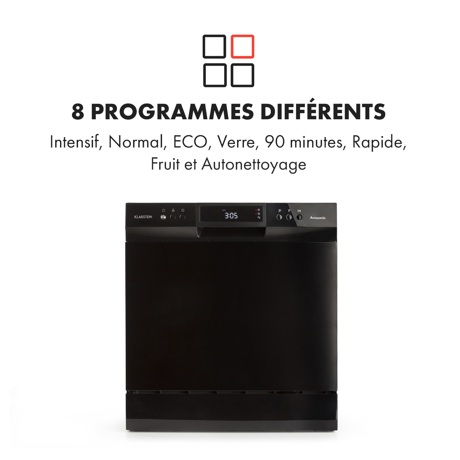 Amazonia 8 Neo tafelmodel vaatwasmachine 8 programma's led-display Zwart