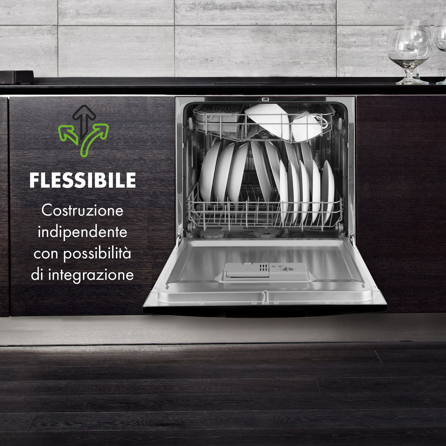 Amazonia 8 Neo Lavastoviglie, 6 programmi, display a LED Nero