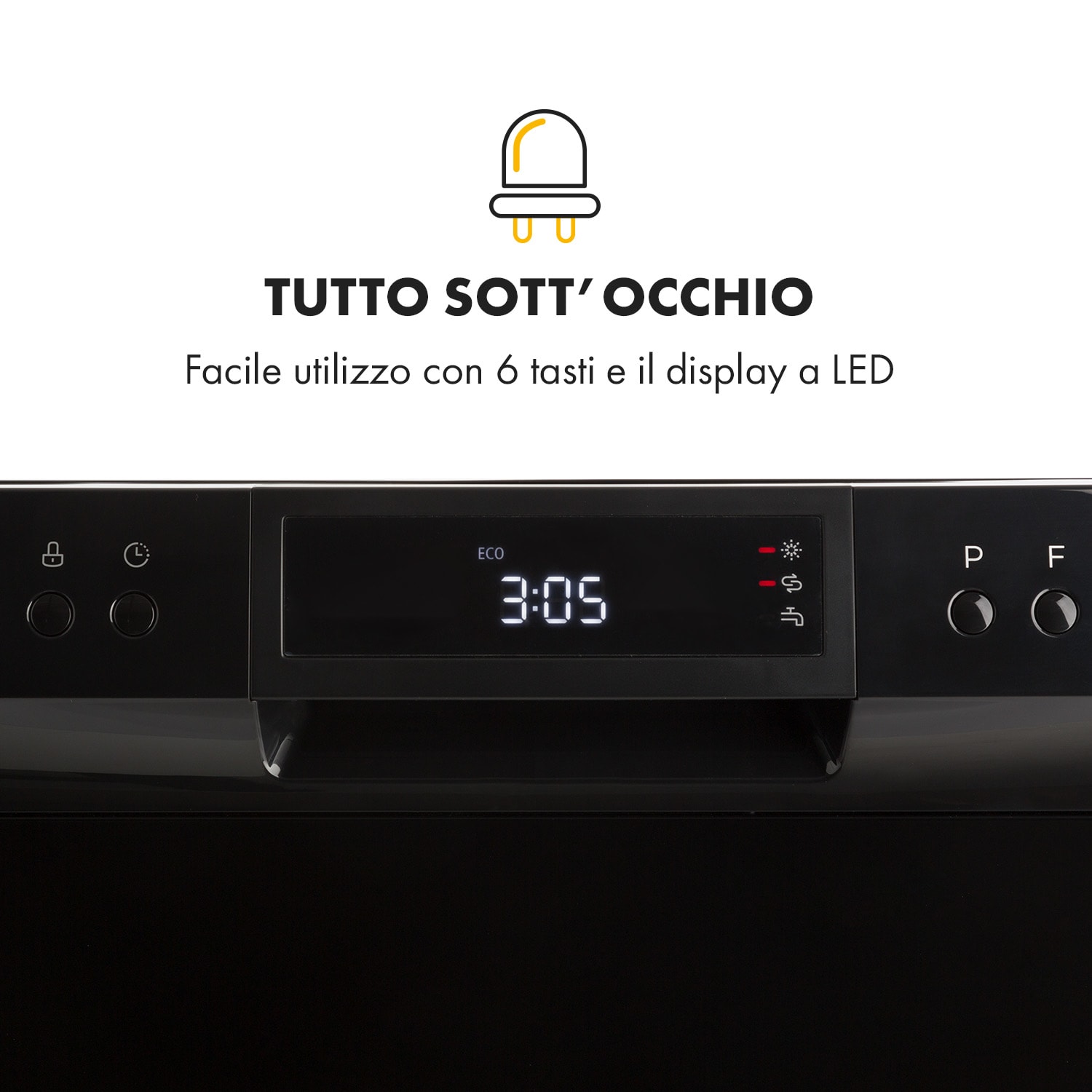 Amazonia 8 Neo Lavastoviglie, 6 programmi, display a LED Nero