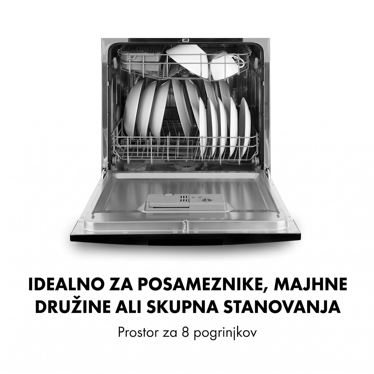 Amazonia 8 Neo, pomivalni stroj, 8 programov, črna Črna