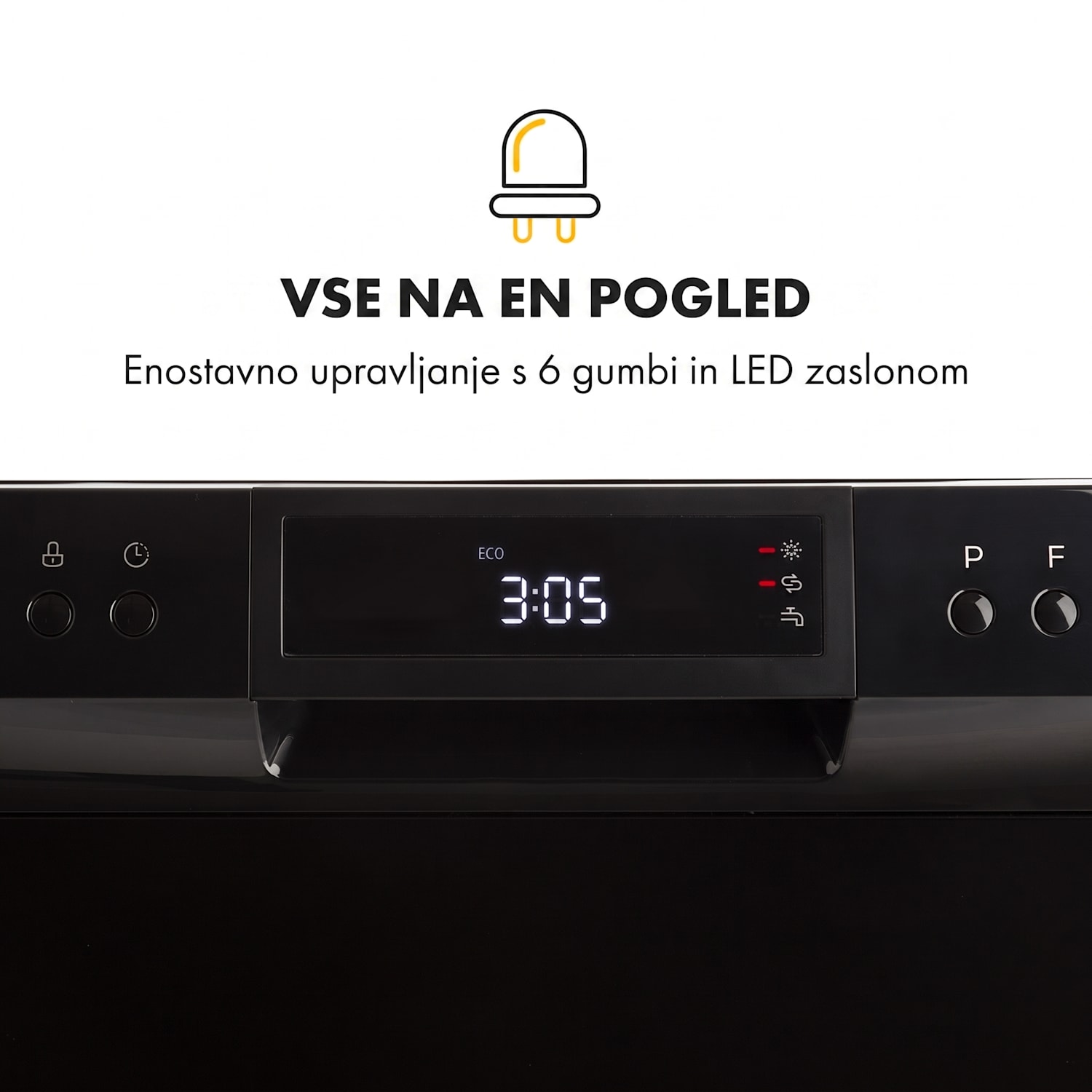 Amazonia 8 Neo, pomivalni stroj, 8 programov, črna Črna