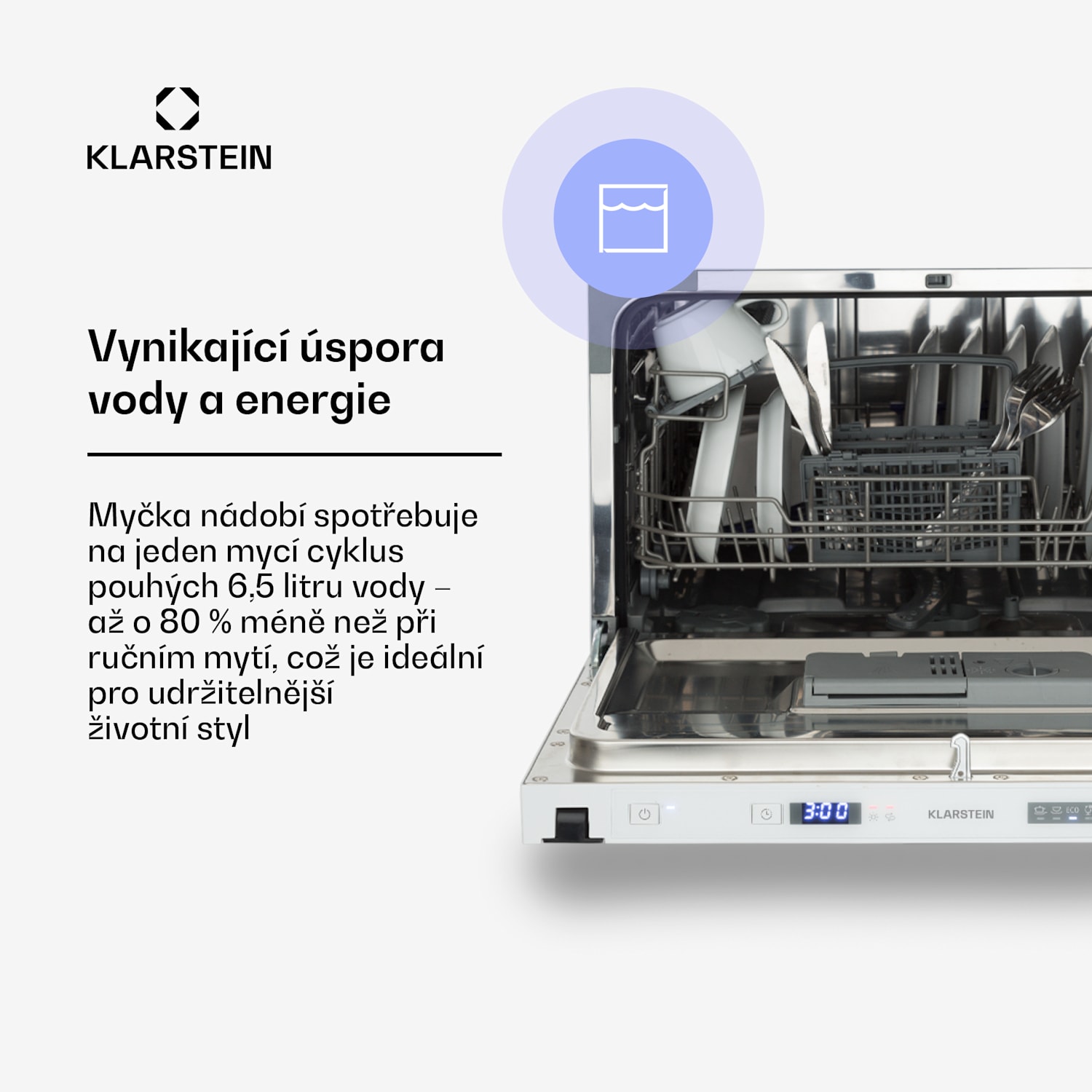 Amazonia 6 Secret, myčka nádobí, vestavná, 6 programů, bílá 