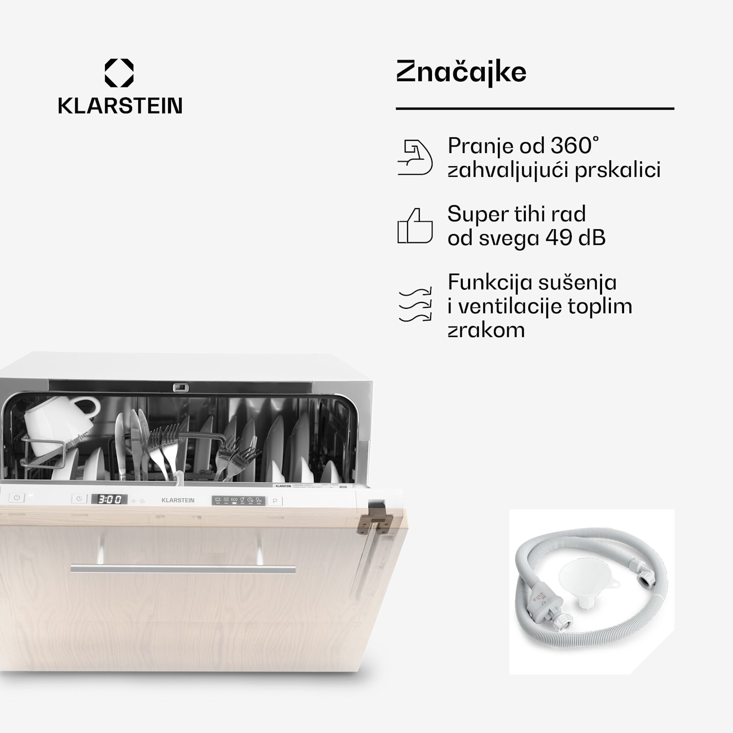 Amazonia 6 Secret, ugradbena perilica posuđa, 6 programa, bijela 