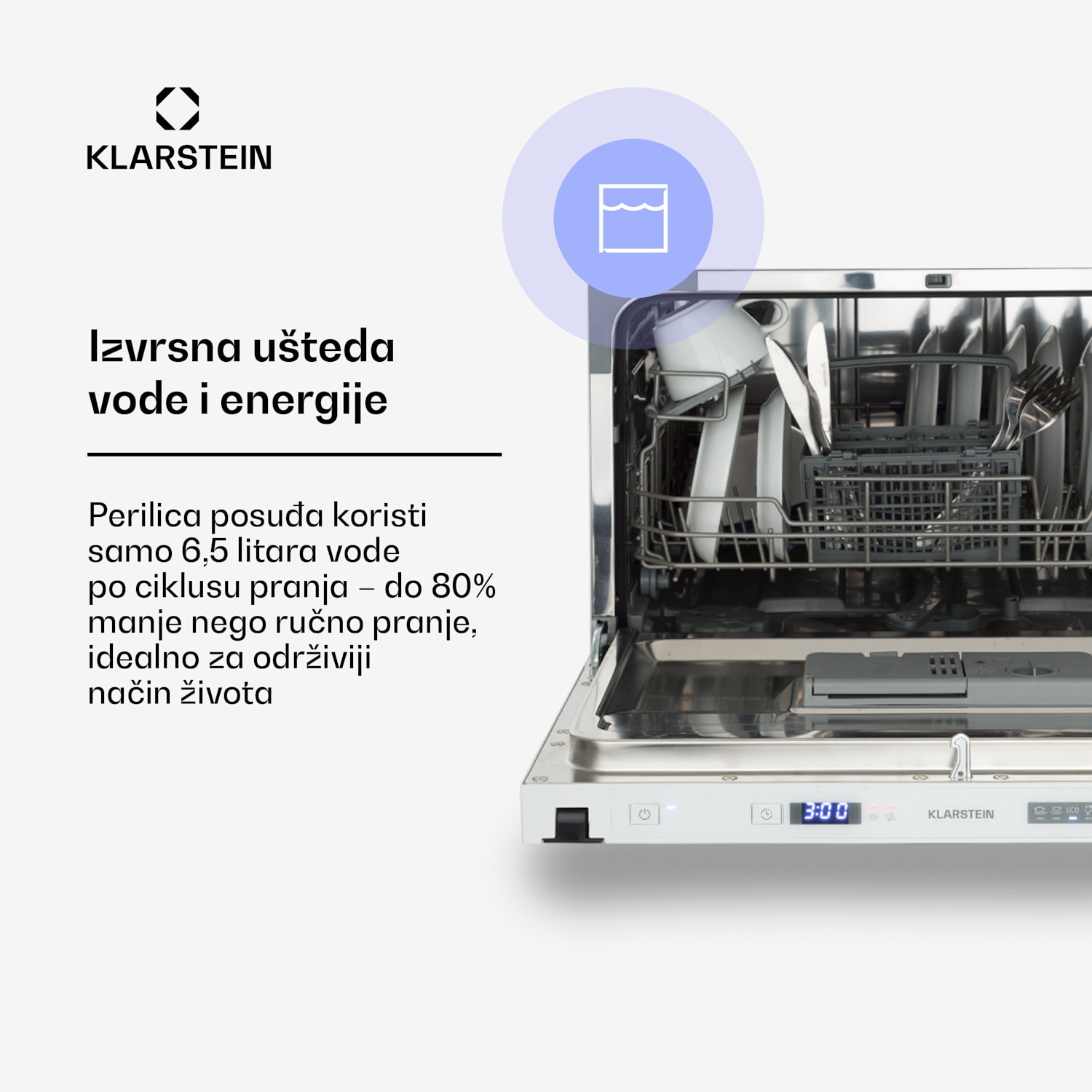 Amazonia 6 Secret, ugradbena perilica posuđa, 6 programa, bijela 