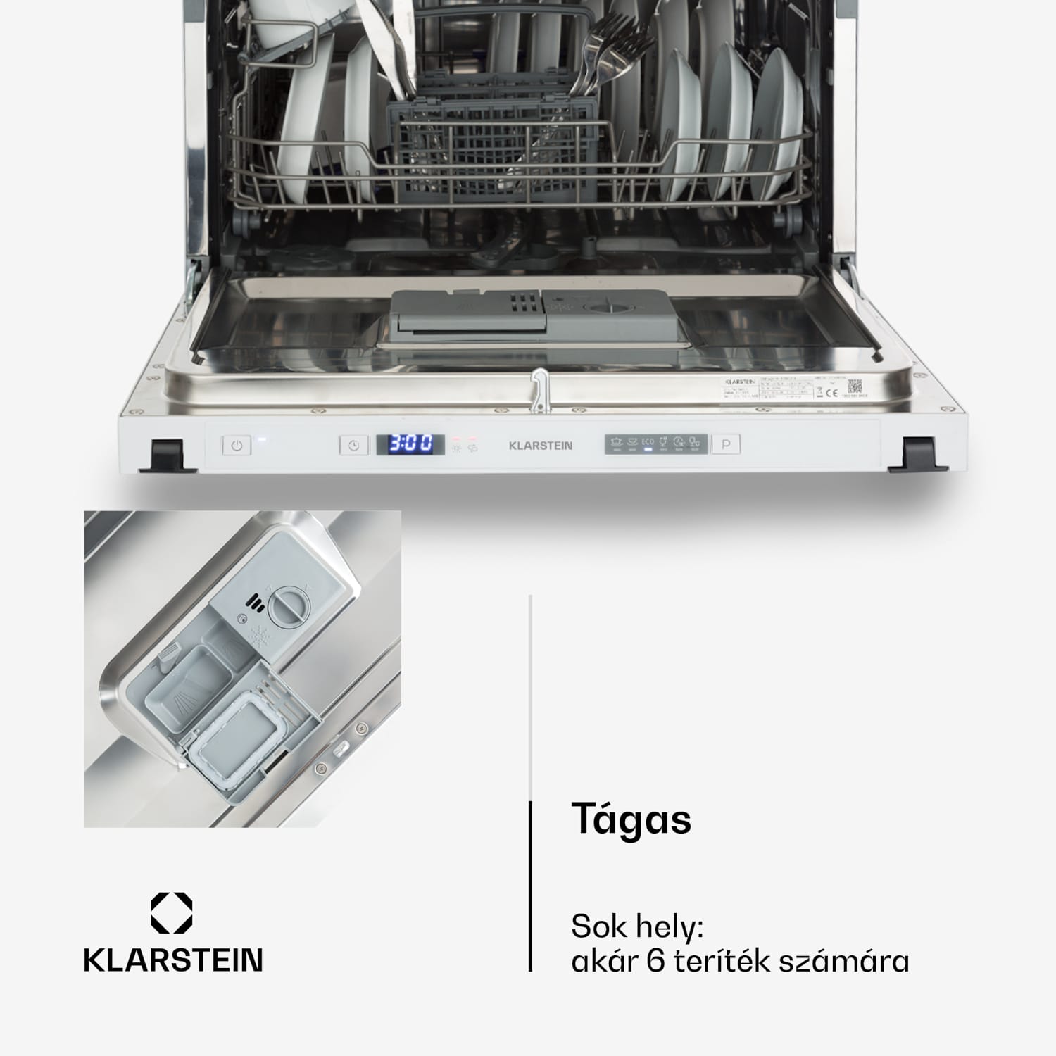 Amazonia 6 Secret, beépített mosogatógép, 6 program, fehér 