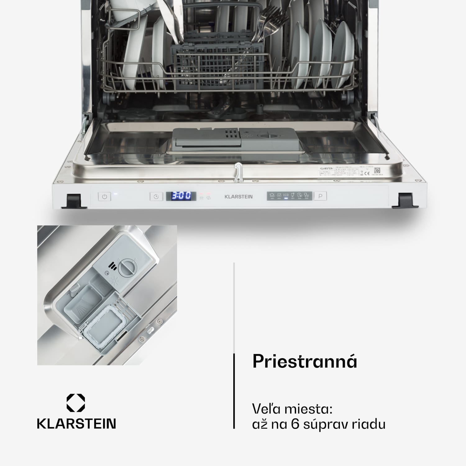 Amazonia 6 Secret, vstavaná umývačka riadu, 6 programov, biela 