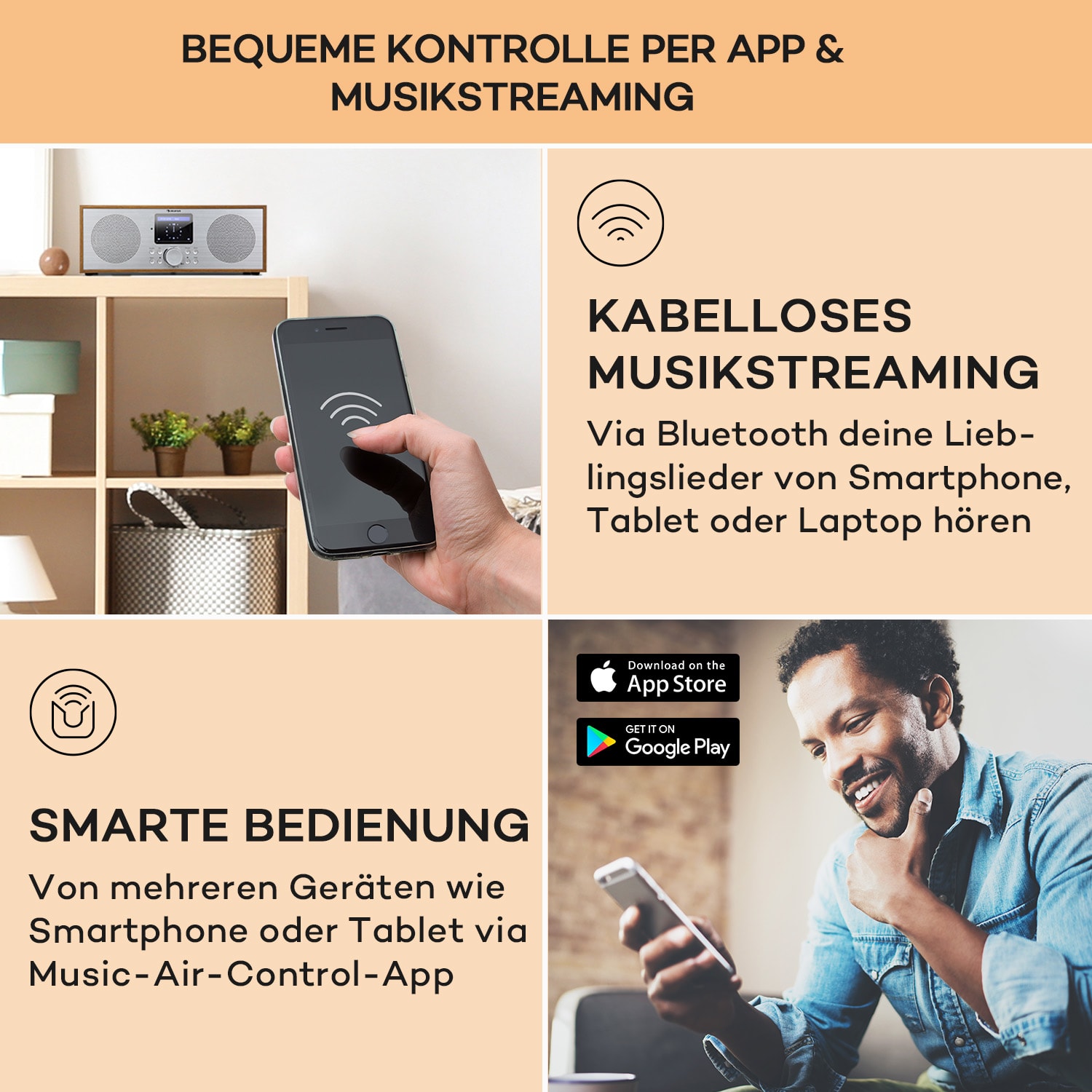 Silver Star Stereo Internet DAB+/UKW Radio, WiFi, BT, DAB+/UKW, Eiche 