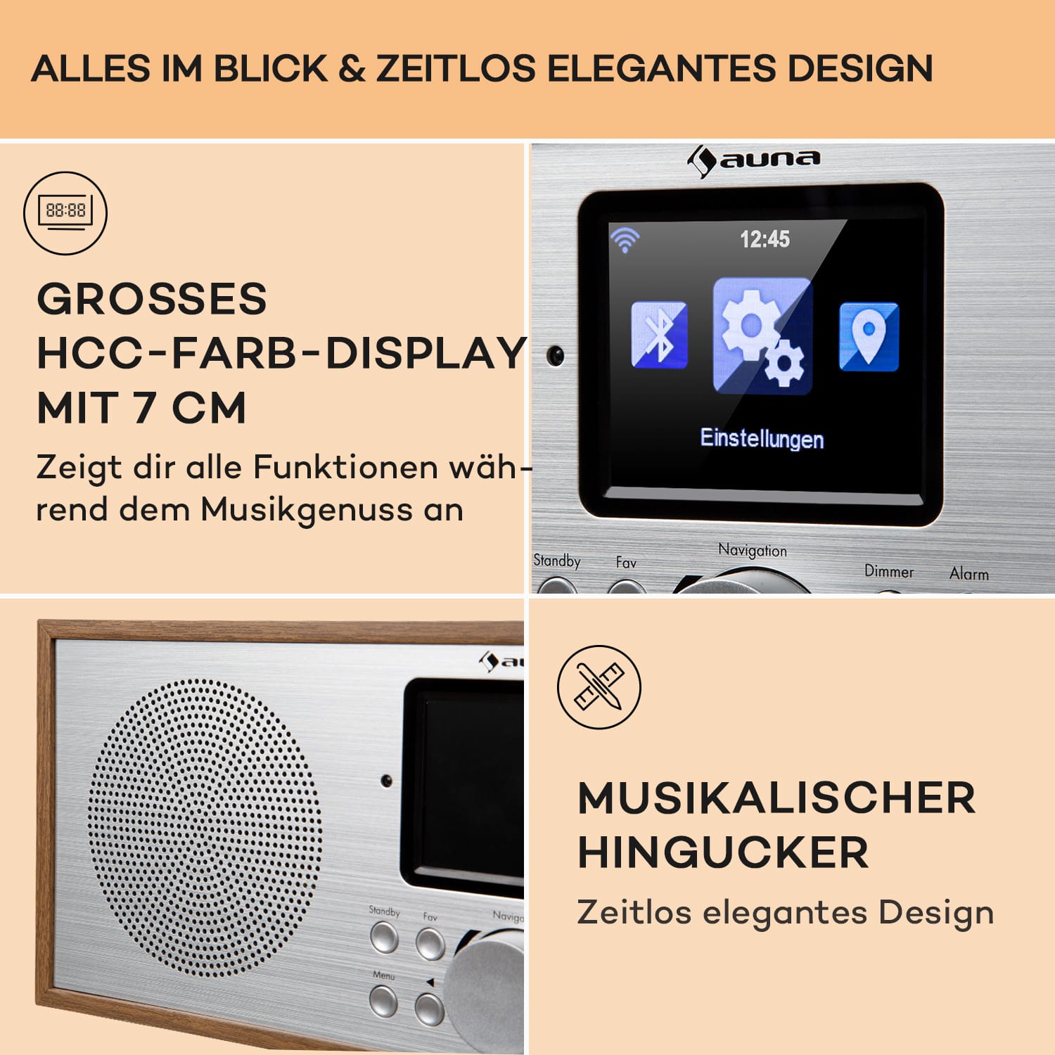 Silver Star Stereo Internet DAB+/UKW Radio, WiFi, BT, DAB+/UKW, Eiche 