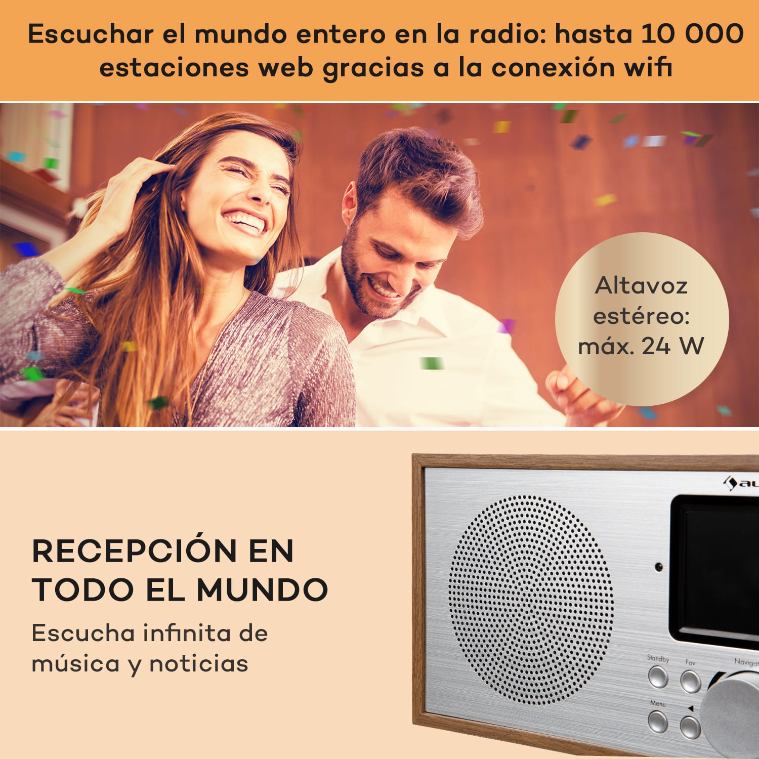 Silver Star Radio estéreo Internet DAB+/FM WiFi Bluetooth DAB+/FM Roble