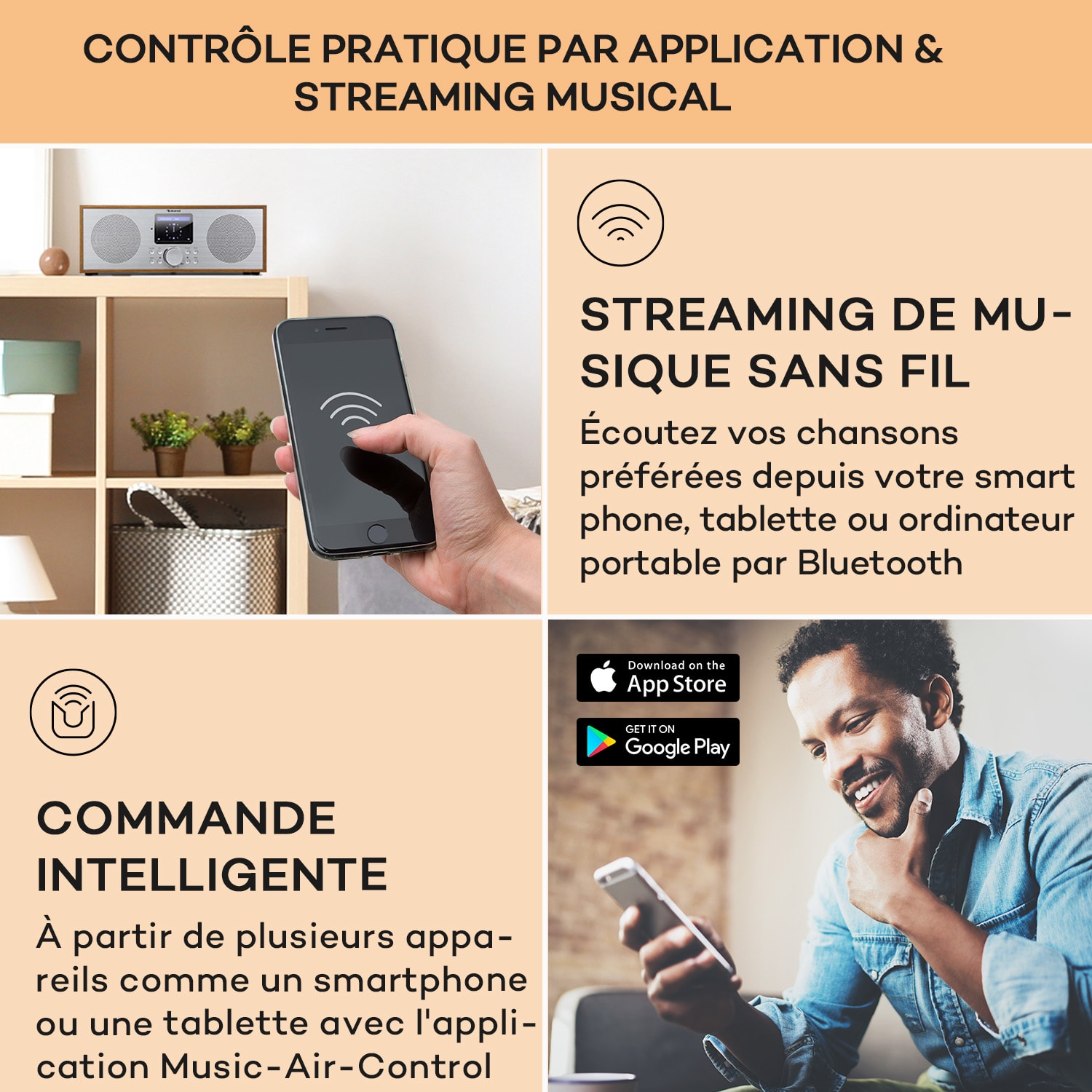 Silver Star radio Internet stéréo DAB+/FM, WiFi, BT, DAB+/FM, chêne