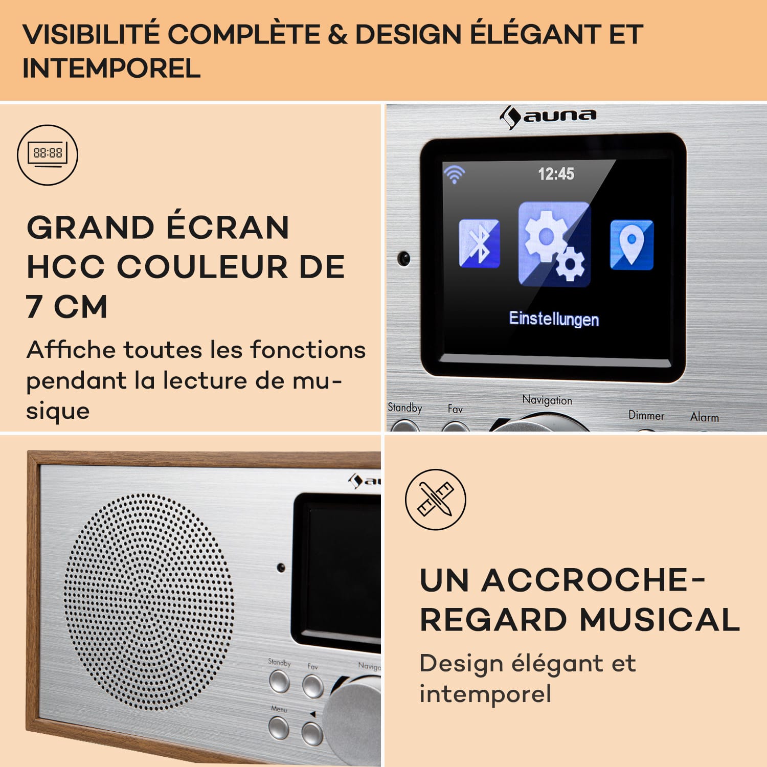 Silver Star radio Internet stéréo DAB+/FM, WiFi, BT, DAB+/FM, chêne