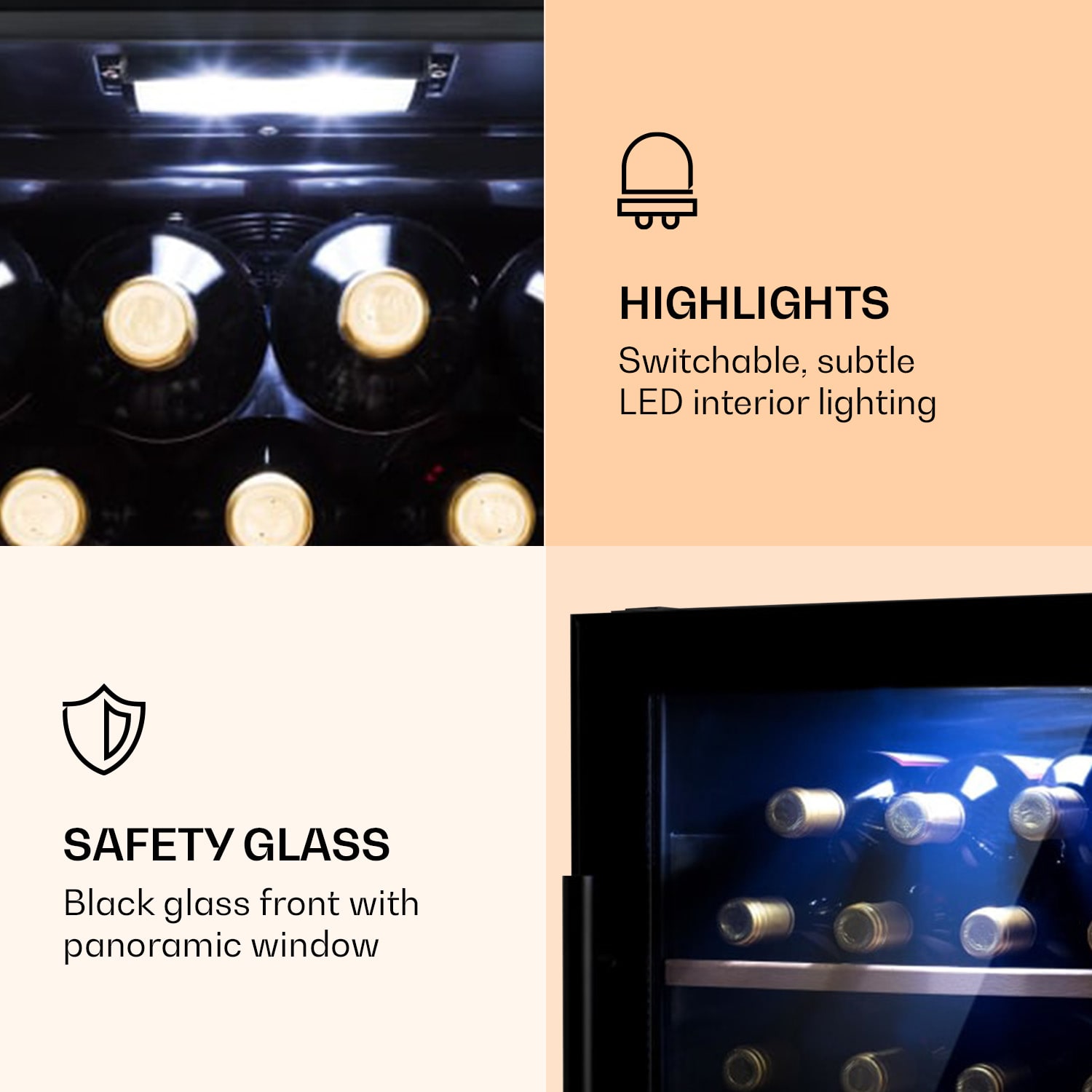 Refrigerador de vinhos Barossa 34 Duo 34 garrafas 80 litros 2 zonas painel de controlo tocuh 2 compartimentos de refrigeração | 34 garrafas