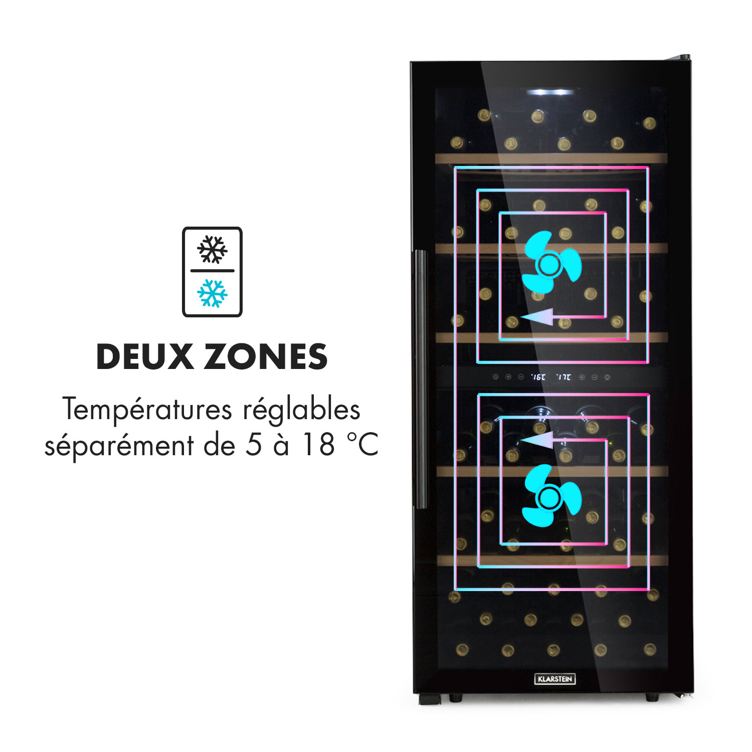 Barossa 102 Duo Cave à vin 102 bouteilles 226 litres 2 zones contrôle tactile 2 zones de conservation | 102 bouteilles