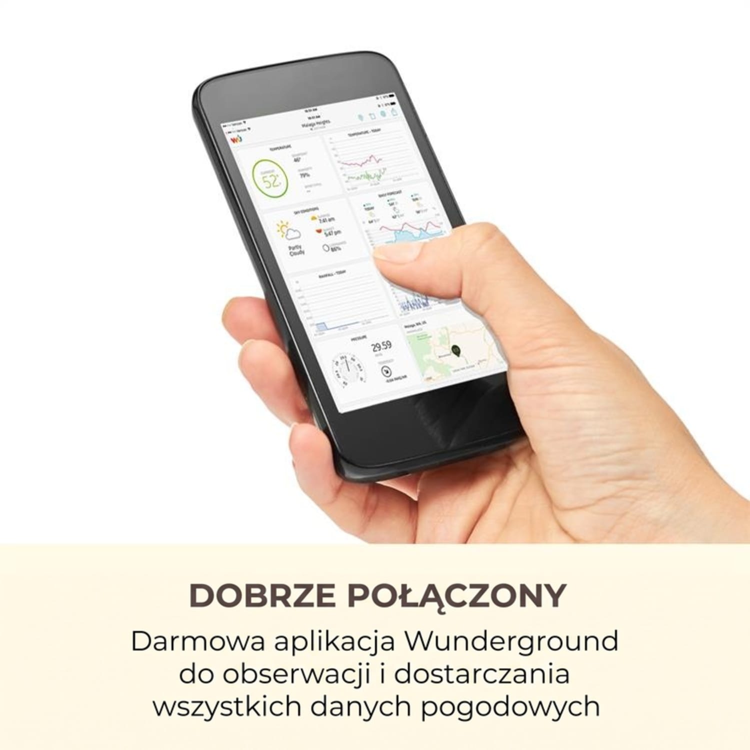 Halley, profesjonalna stacja pogody, 6 w 1, pomiar temperatury wewnątrz i na zewnątrz, Wi-Fi, aplikacja 