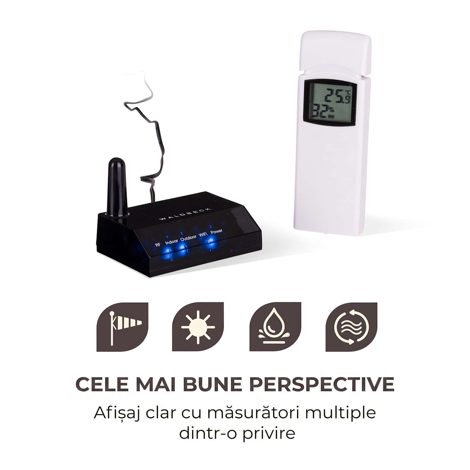 Halley, stație meteo profesională, măsurători 6 în 1, interior și exterior, WiFi, app 