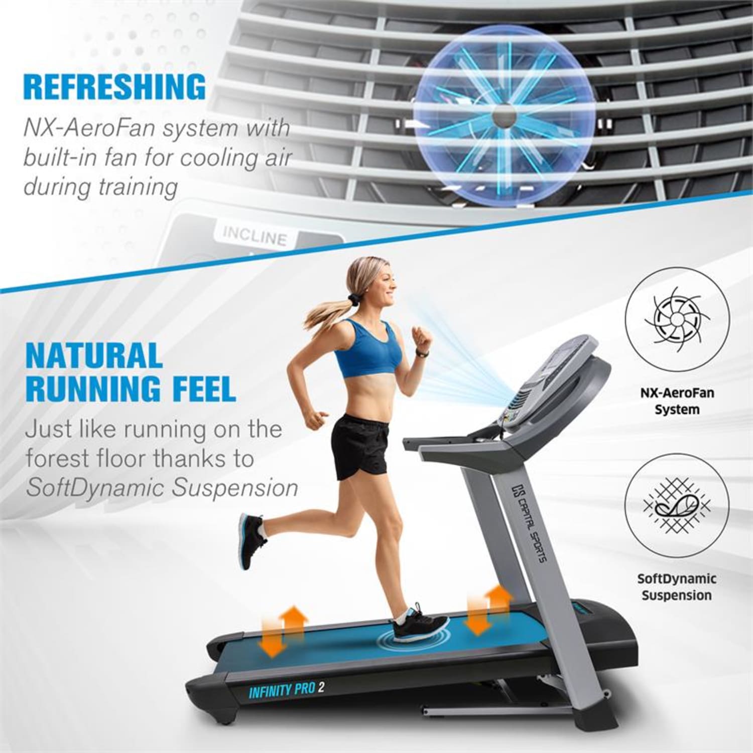 Infinity Pro 2.0 Laufband 6,5 PS BT/ANT+ Kinomap-App LCD grau 