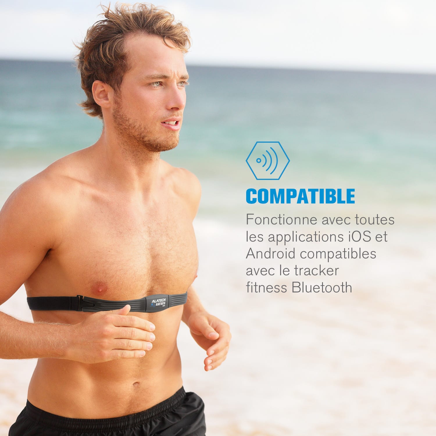 Alatech CS010 Ceinture cardio training Bluetooth 4.0 pulsomètre 