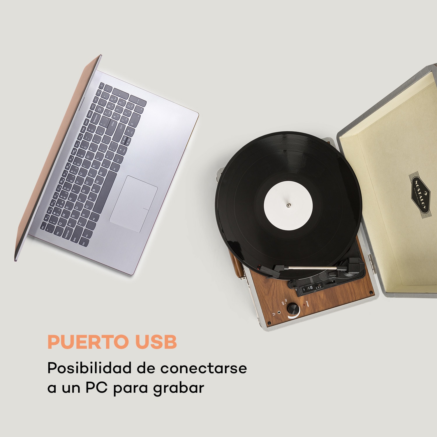 Peggy Sue Tocadiscos Altavoz estéreo Puerto USB Plateado Plata